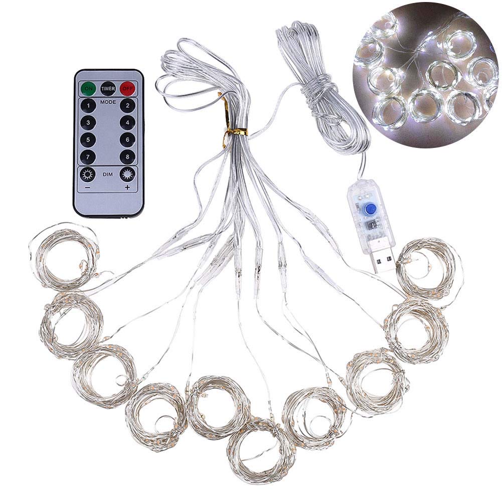300 LED 3x3Meter USB Fairy Curtain Lights - 8 Modes with Remote Control - White String Lights for Bedroom, Wedding, Christmas, Party & Home Decorations - Perfect for Indoor/Outdoor Holiday Lighting & Event Decor