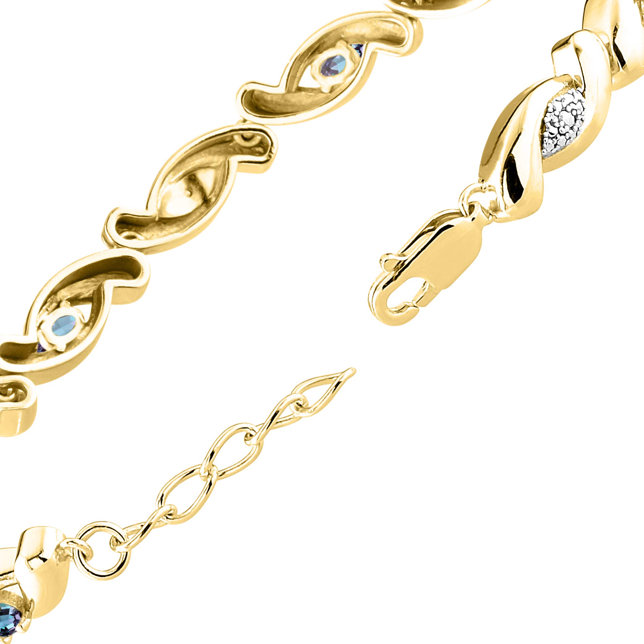 Rylos 925 Sterling Silver Infinity Twist Tennis Bracelet for Women - Adjustable 7-8 Inch Wrist, 6 Genuine 4x3mm Gemstones & Diamonds, Elegant Friendship Jewelry Gift for Her | Perfect for Anniversaries, Birthdays & Special Occasions