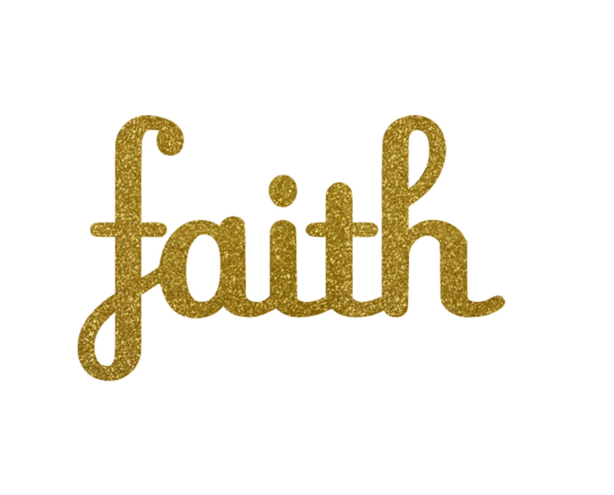 Faith Iron On Decal - Positive Statement T-Shirt Transfer Vinyl Patch | Christian HTV Graphic Design in Old Gold Glitter | Custom Color & Size | DIY Heat Transfer for Clothing, Bags & Home Decor