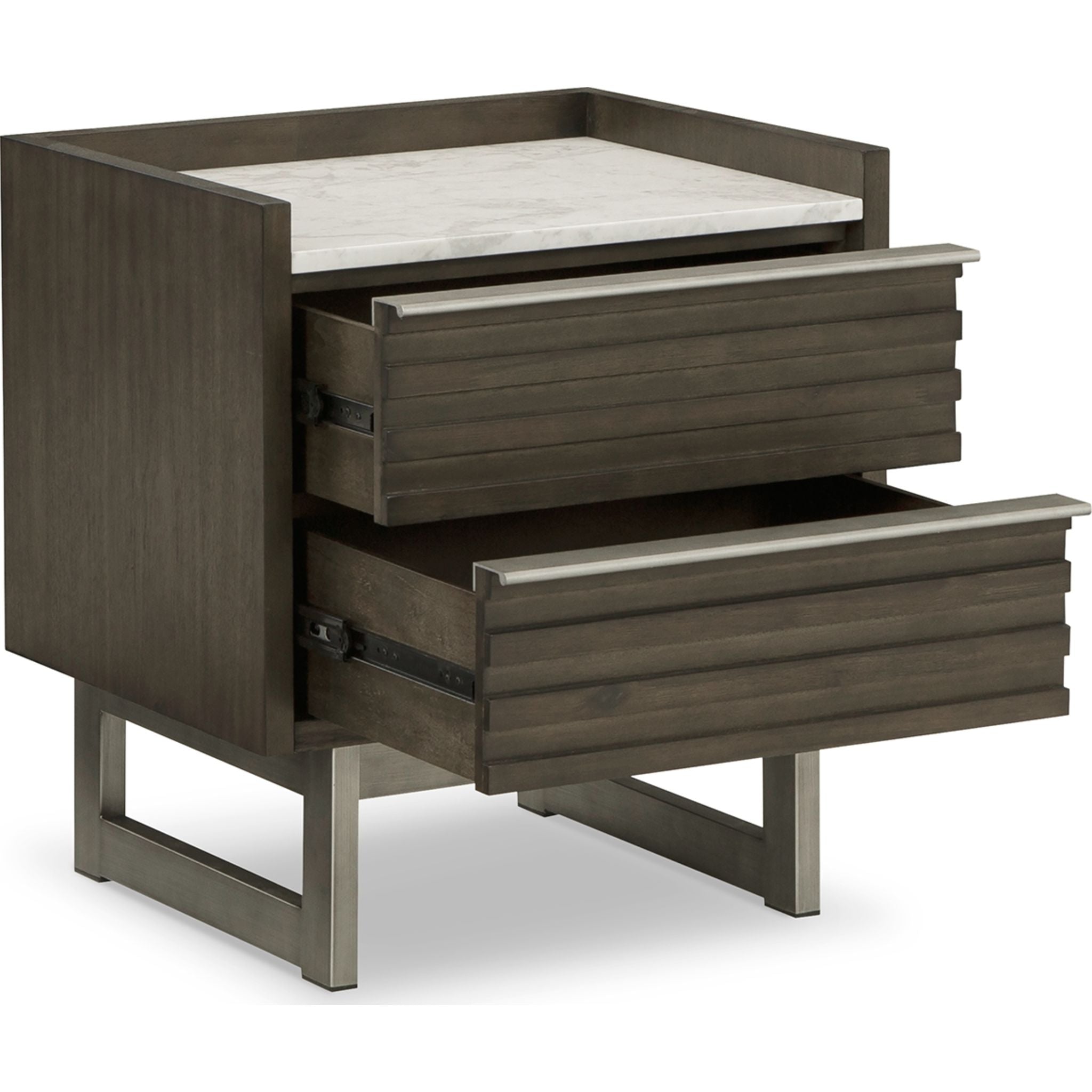 Arkenton Nightstand with Storage - Grayish Brown & White Finish - Perfect for Bedroom, Living Room, or Office