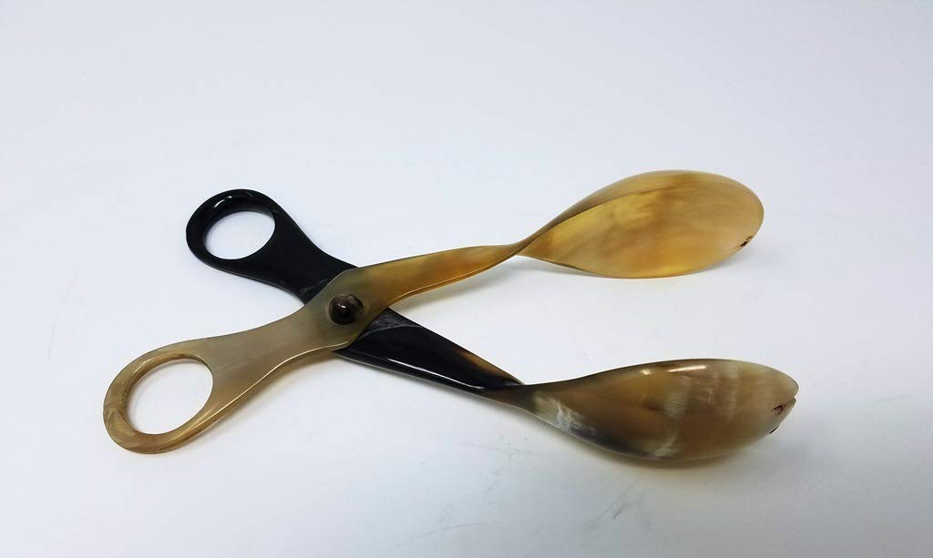 Handcrafted Natural Horn Salad Servers - Ergonomic Scissors-Shaped Buffet Tongs for Party Catering, Cake, Bread & Kitchen Serving | Durable & Stylish for Weddings, BBQs & Dinner Parties