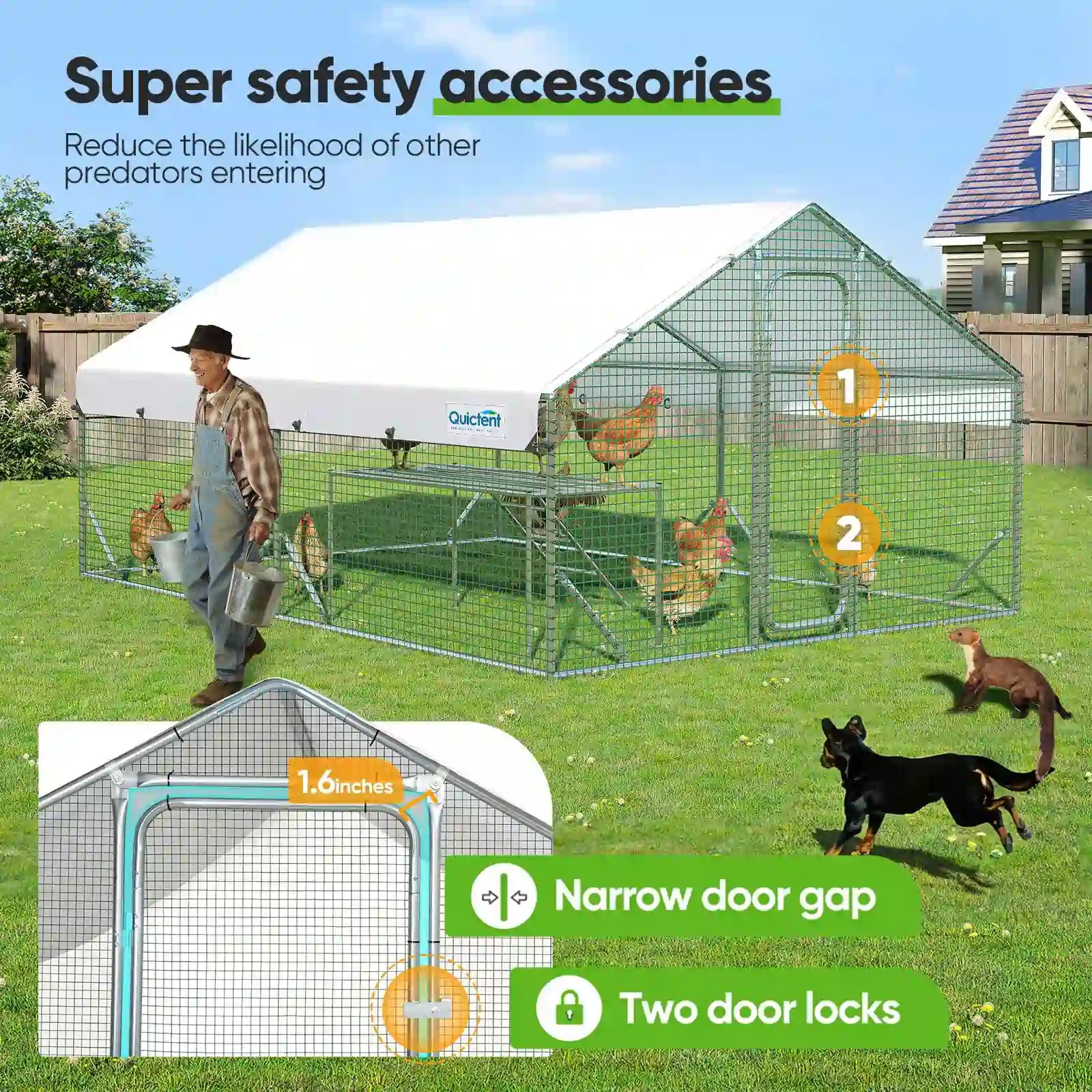 Large Metal Chicken Coop Run - Durable Outdoor Poultry Pen for Hens & Roosters - Perfect for Backyard Farming & Free Range Chicken Keeping