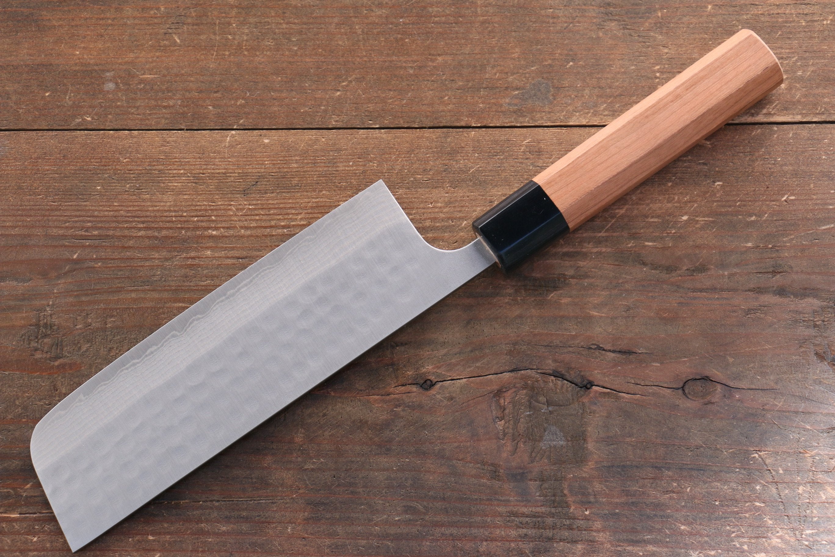 Nao Yamamoto SRS13 Black Damascus Nakiri Knife 165mm with Cherry Blossom Handle - Japanese Kitchen Knife for Precision Vegetable Chopping, Slicing & Food Prep