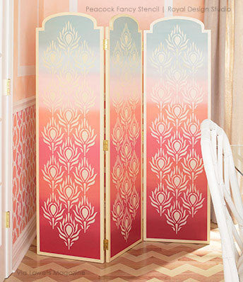 Peacock Feather Wall Stencil - Reusable DIY Home Decor Template for Painting, Murals & Accent Walls - Perfect for Bedrooms, Living Rooms & Nursery Decor