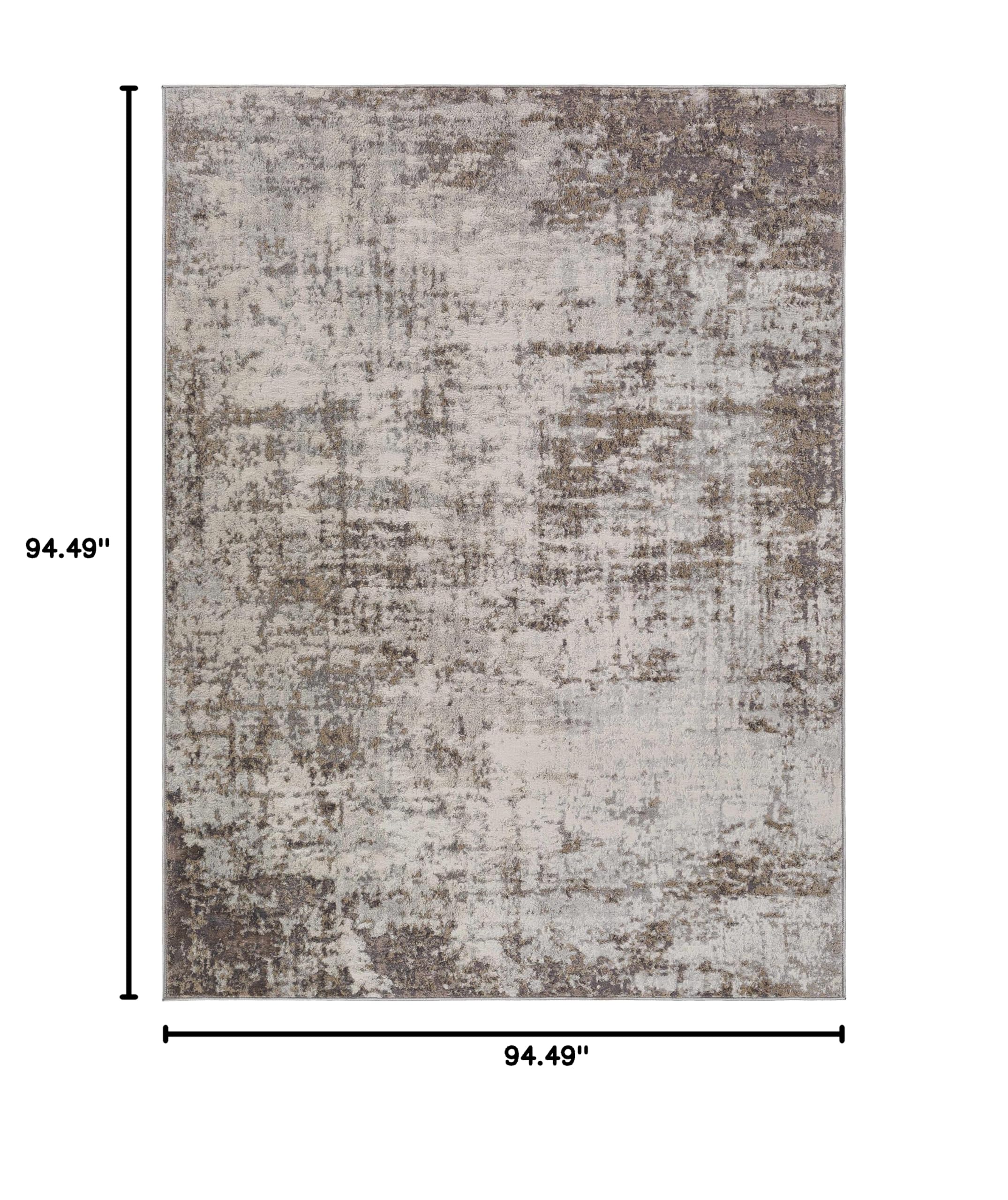 Modern Bohemian Distressed Abstract Area Rug - Neutral Beige, Cream, Brown & Gray - 7'10