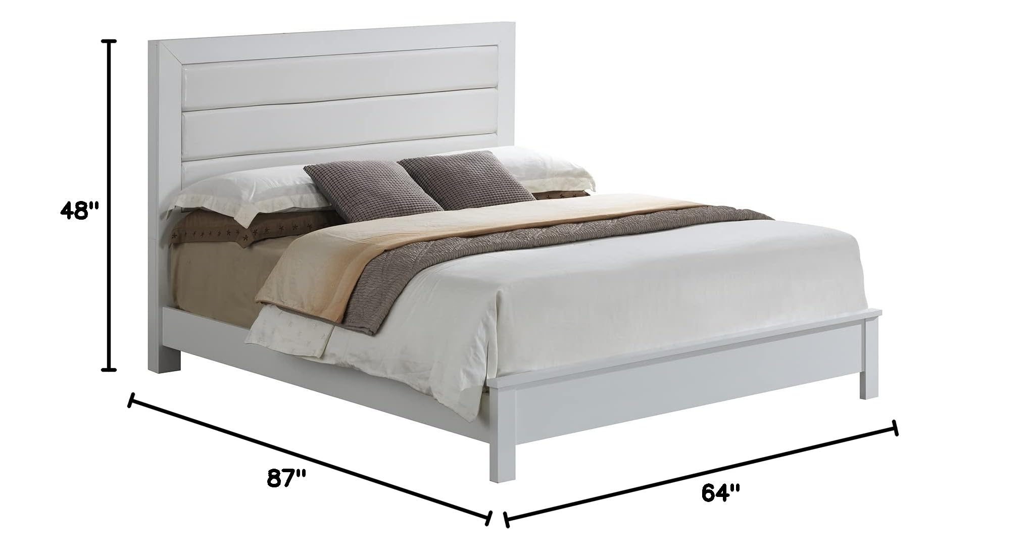 Glory Furniture Burlington Queen Panel Bed in White - Modern Bedroom Furniture for Home Decor & Comfort