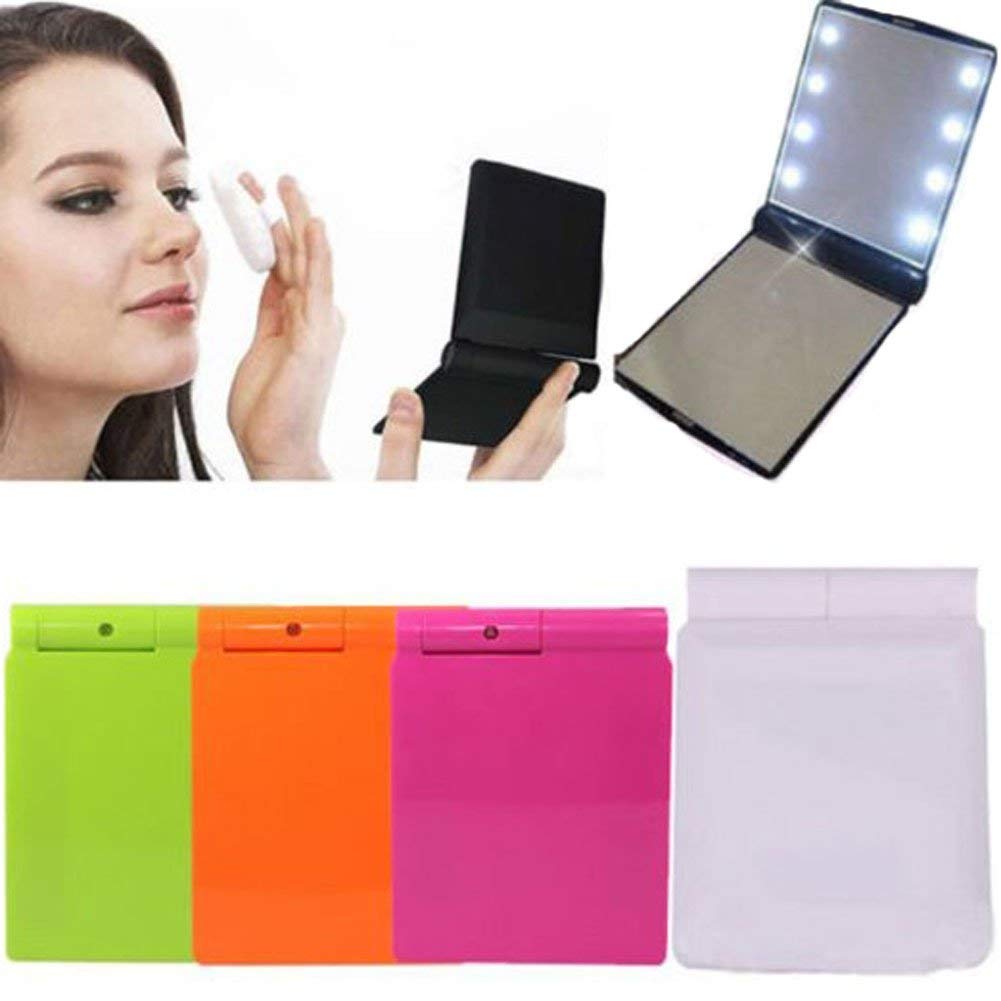 8 LED Lighted Makeup Mirror - Portable Folding Vanity Mirror with Adjustable Brightness, 1X/10X Magnification, Dual-Sided Design | Perfect for Home Dressing Table, Travel & Professional Makeup Artists