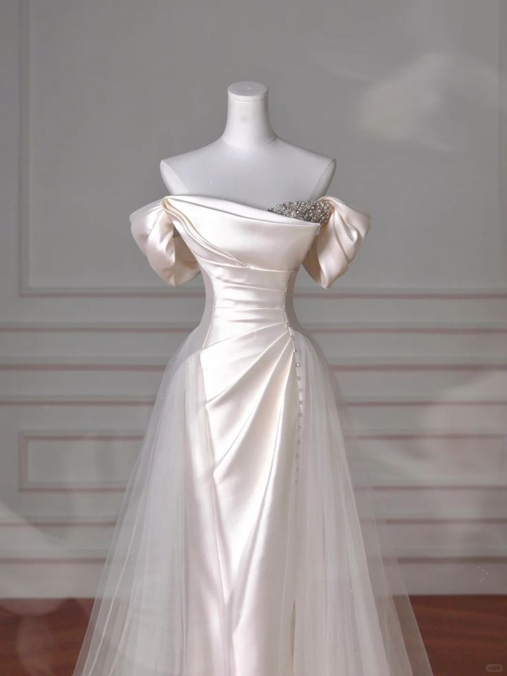 Elegant Off The Shoulder Satin Beaded Mermaid Evening Dress J6728 - Perfect for Prom, Wedding Guest & Formal Events