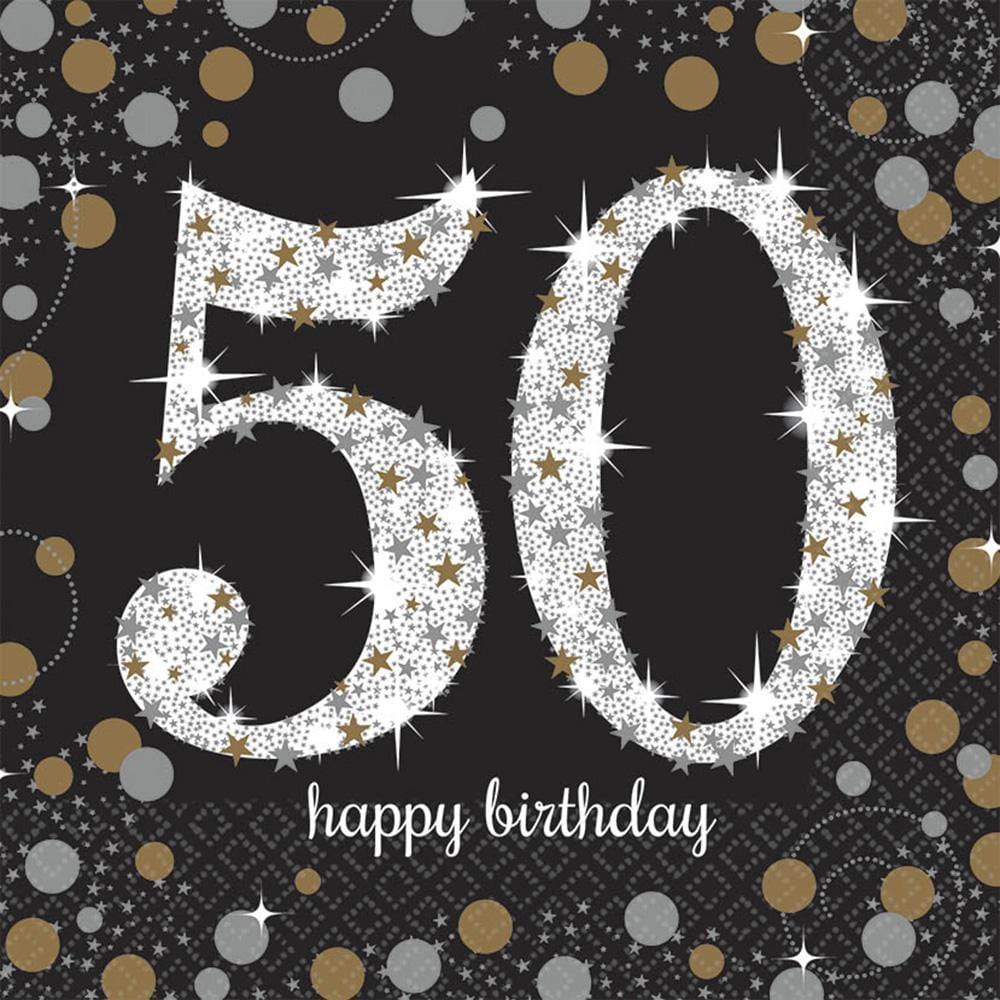 50th Sparkling Celeb Luncheon Napkins - 16 Pack | Elegant Disposable Napkins for Anniversary Parties, Bridal Showers & Special Events