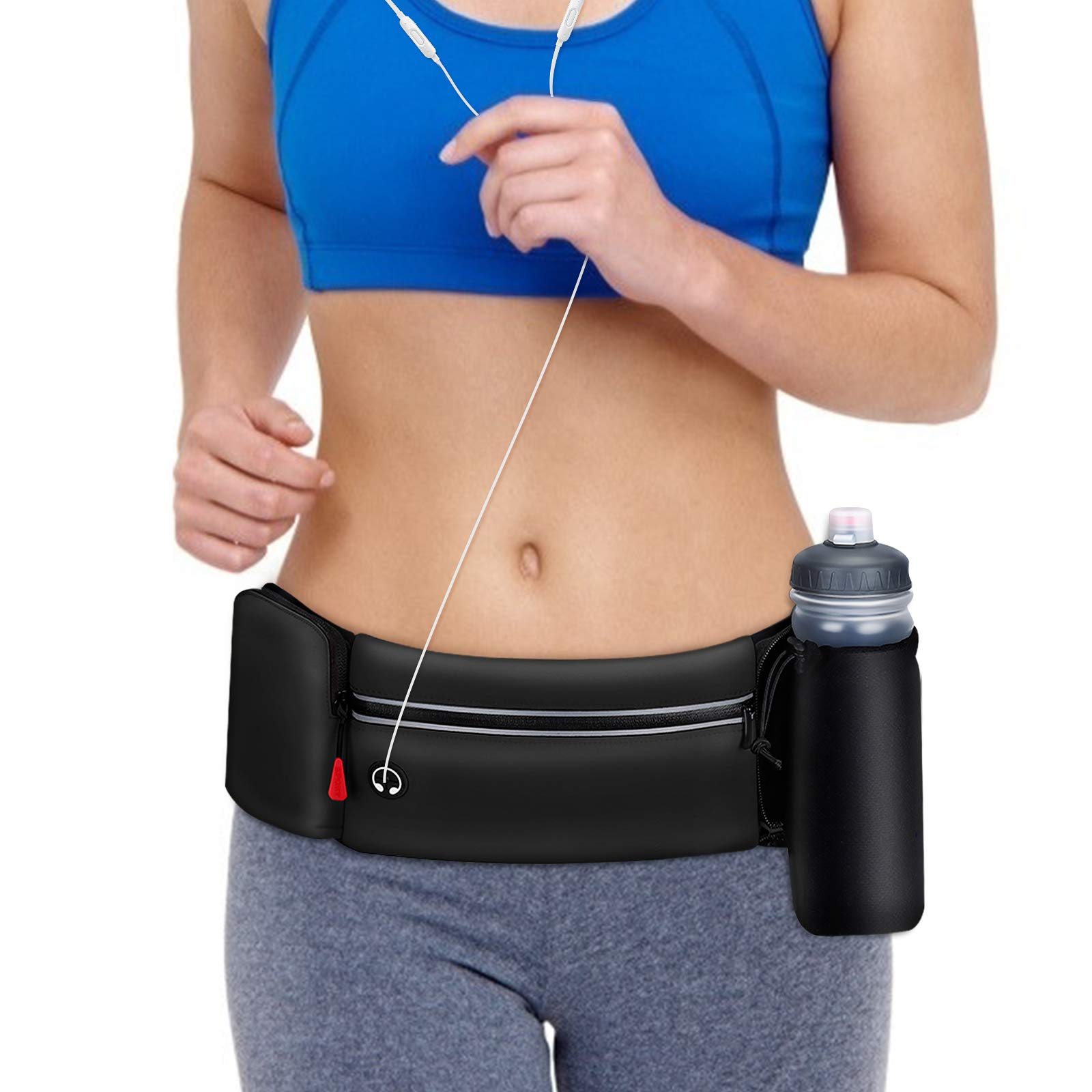 Yooumoga Running Belt with Water Bottle Holder - No Bounce Hydration Fanny Pack Waist Bag with Adjustable Phone Pocket, Waterproof Waist Pouch for Men & Women - Perfect for Jogging, Hiking & Outdoor Activities