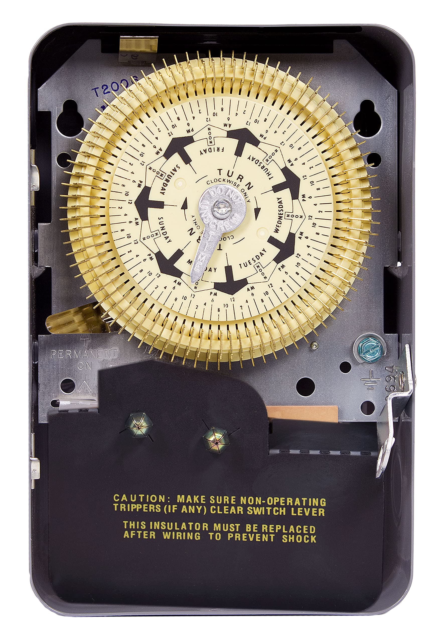 Intermatic T2006 Compact 208/277-Volt 7-Day Mechanical Time Switch with NEMA 1 Indoor Cover - Gray | Commercial & Industrial Lighting Control for Warehouses, Offices & Retail Stores