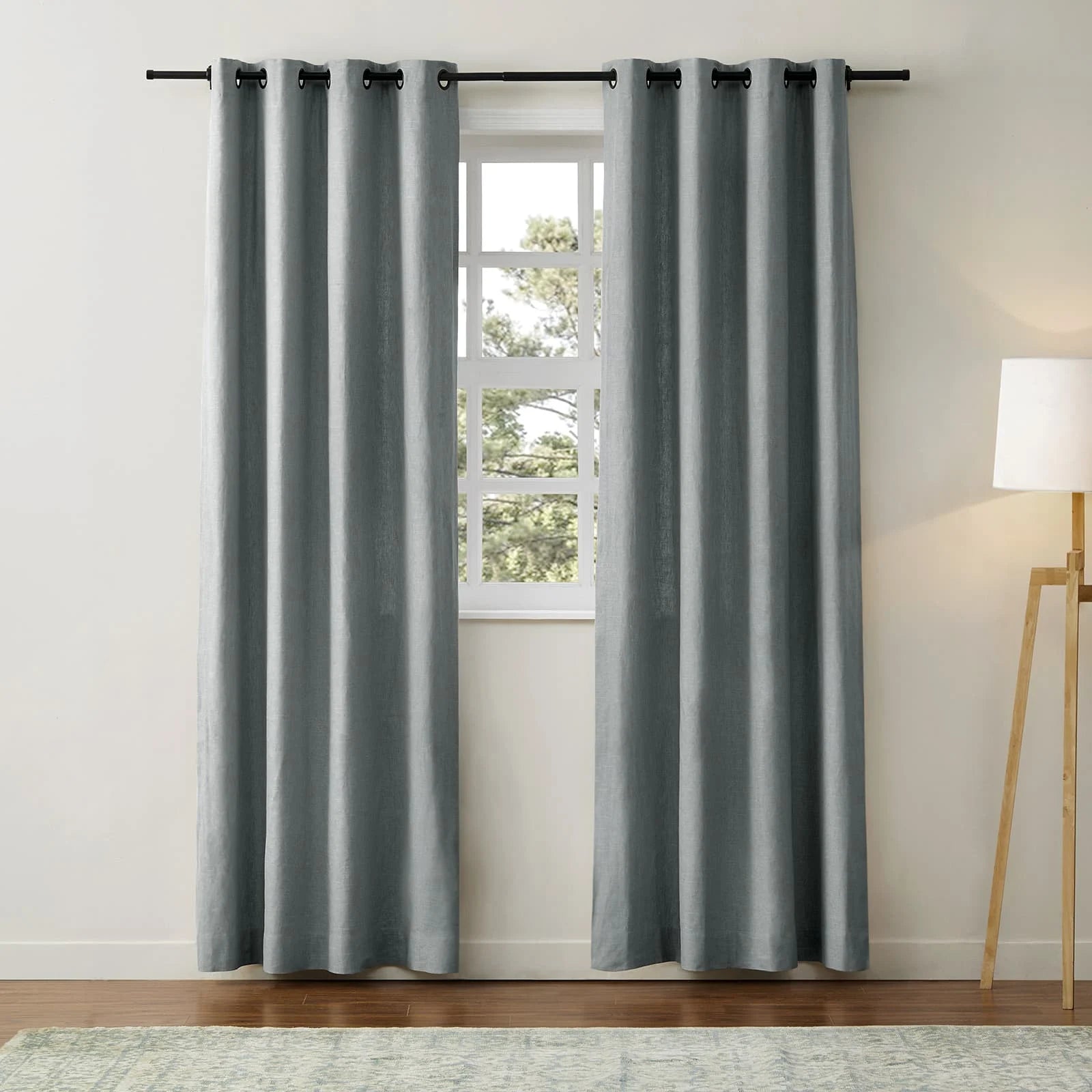 Luxury Linen Cotton Grommet Curtains for Living Room & Bedroom - Blackout Drapes with Metal Rings, Home Decor Window Treatments (52x84 Inch)
