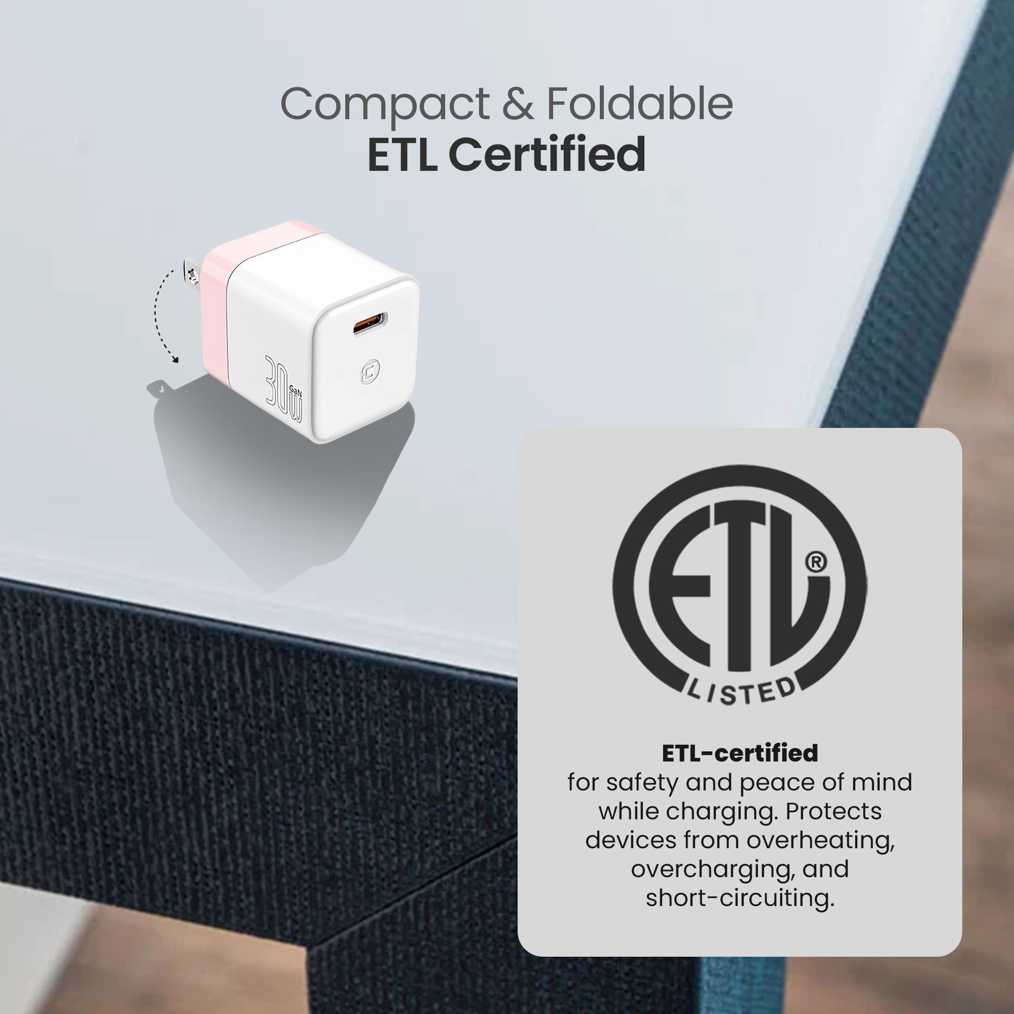 Fast Charging GaN 30W USB-C Wall Charger - Compact & Powerful Phone Charger for iPhone 15/14/13, Samsung Galaxy, iPad - Perfect for Travel, Home & Office Use