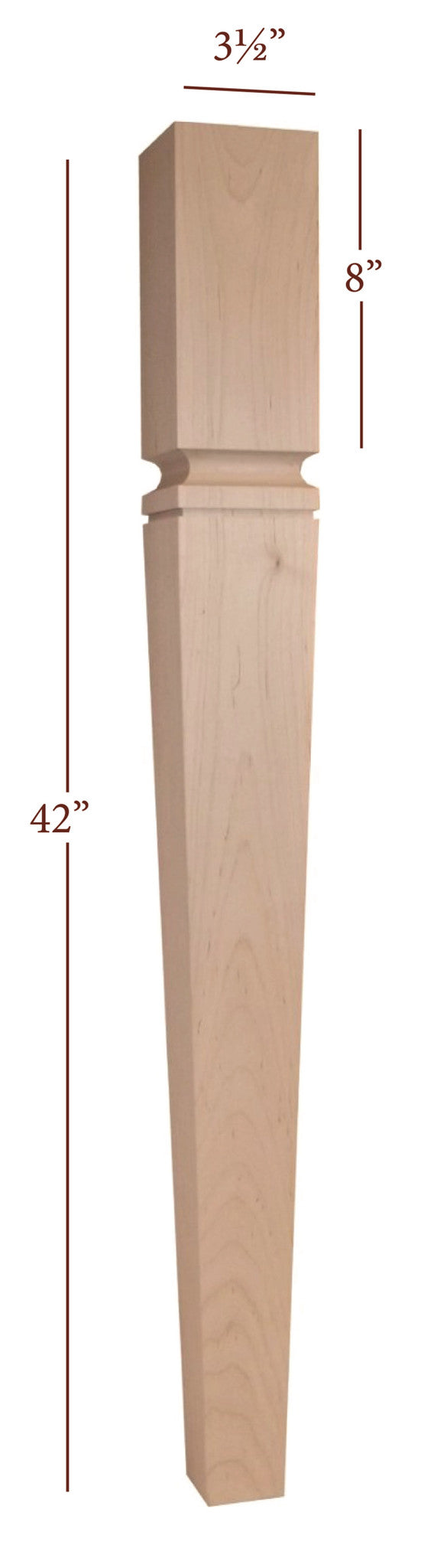 Small Tapered Mission Bar Post - Solid Wood Decorative Baluster for Staircase, Porch & Deck Railing - Perfect for Home Improvement & DIY Projects