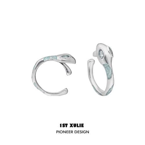 Frozen Serpent Girl S925 Sterling Silver Snake Earrings - Hypoallergenic Ear Clips for Women | Perfect for Gothic Fashion, Halloween Costumes & Alternative Jewelry Lovers