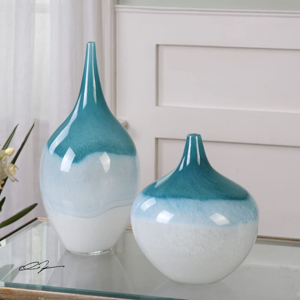 Carlas - 15 Inch Ceramic Flower Vase Set of 2, Modern Home Decor for Living Room, Bedroom, or Wedding Centerpieces