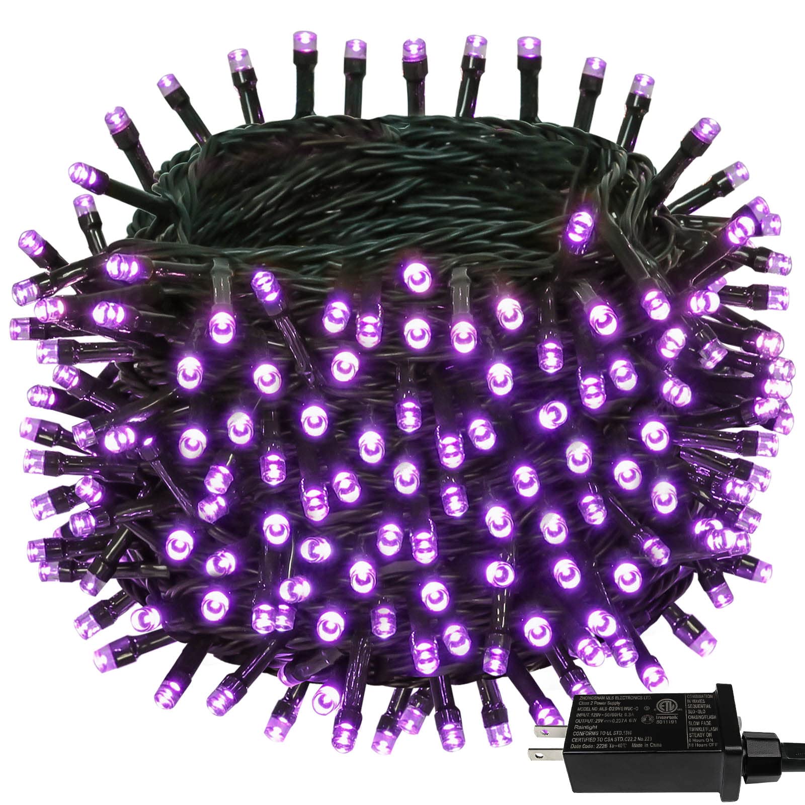 200LED Extendable Purple Christmas Tree Lights Outdoor/Indoor - Waterproof 8 Modes Green Wire Holiday Lights with Plug - Fairy Starry Lights for Garden, Christmas Tree, Party & Home Decorations (Purple) - Perfect for Holiday, Wedding, and Indoor/Outdoor Festive Lighting