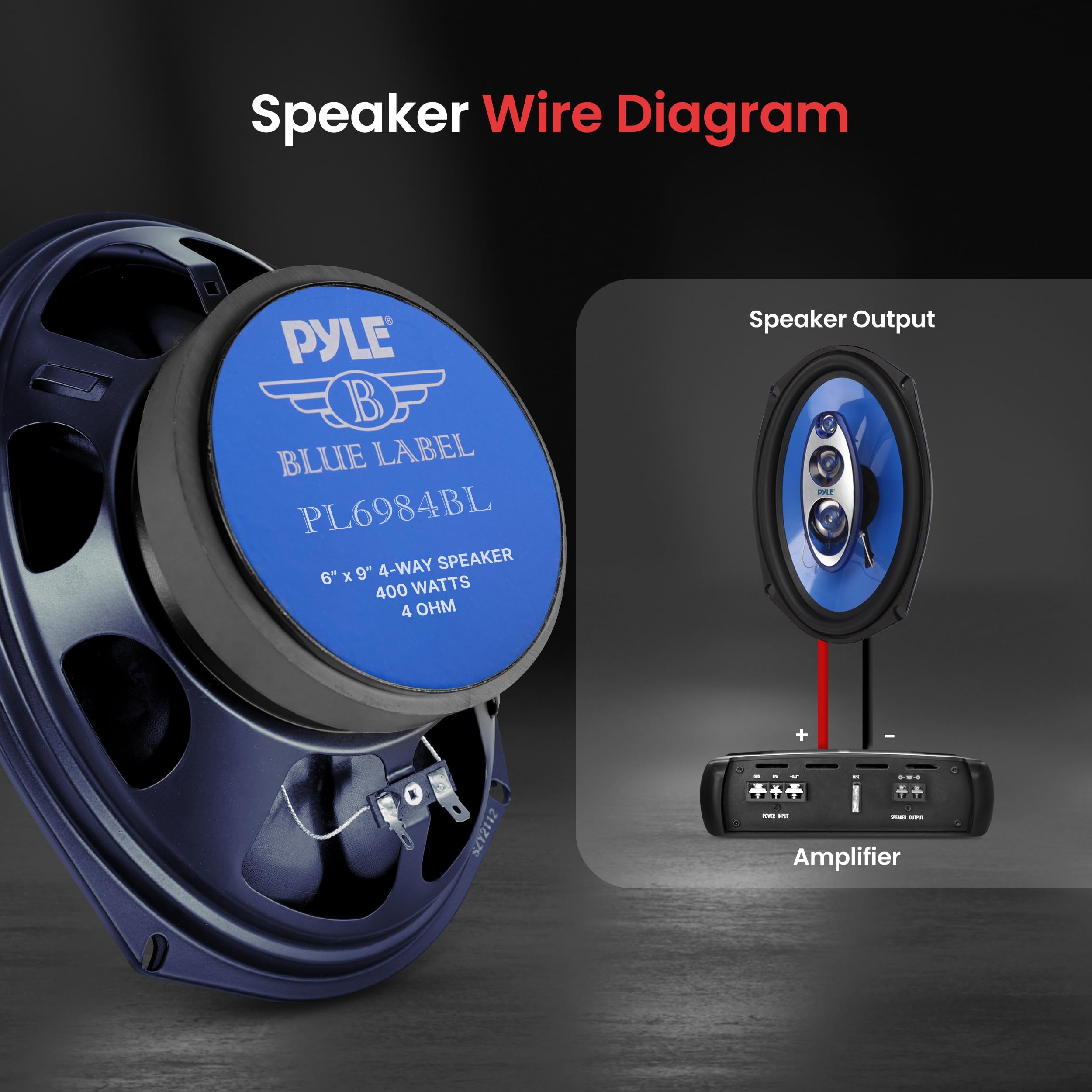 Pyle 6”x9” 4-Way Car Speakers (Pair) - 400W Upgraded Blue Poly Injection Cone, Non-Fatiguing Butyl Rubber Surround, 50-20KHz Frequency, 4 Ohm & 1.25” ASV Voice Coil - Perfect for Car Audio Upgrades, Truck Sound Systems & Enhanced Road Trip Music Experience