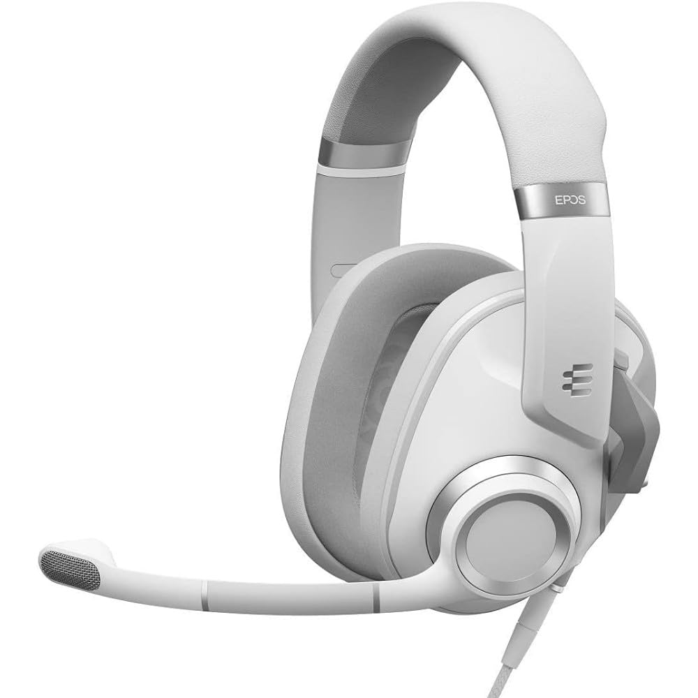 EPOS H6Pro Closed-Back Gaming Headset with Microphone - Lightweight Over-Ear Headphones with Lift-to-Mute Mic for Xbox, PS5, PS4, PC - White Gaming Headphones for Immersive Gameplay & Online Chat