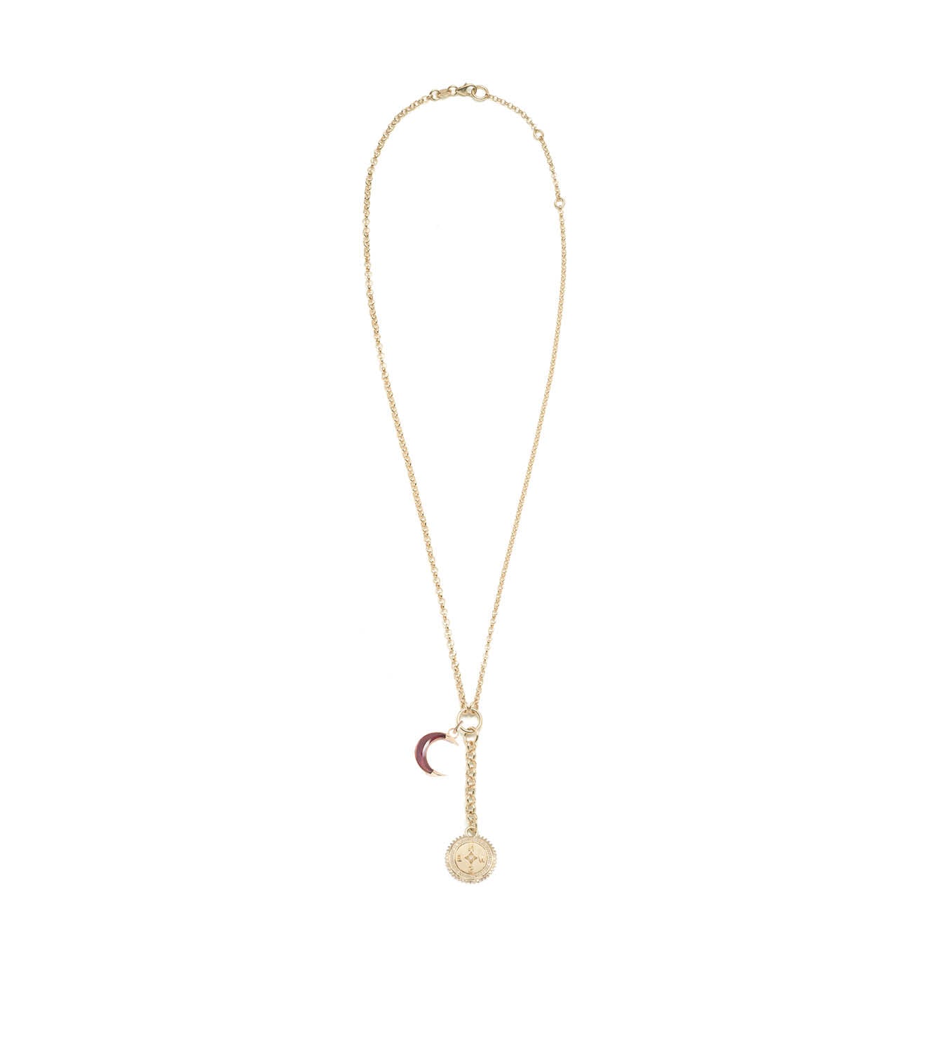 Gemstone Crescent & Internal Compass Necklace - Small Mixed Belcher Chain Extension | Perfect for Boho Jewelry, Spiritual Gifts & Everyday Layering