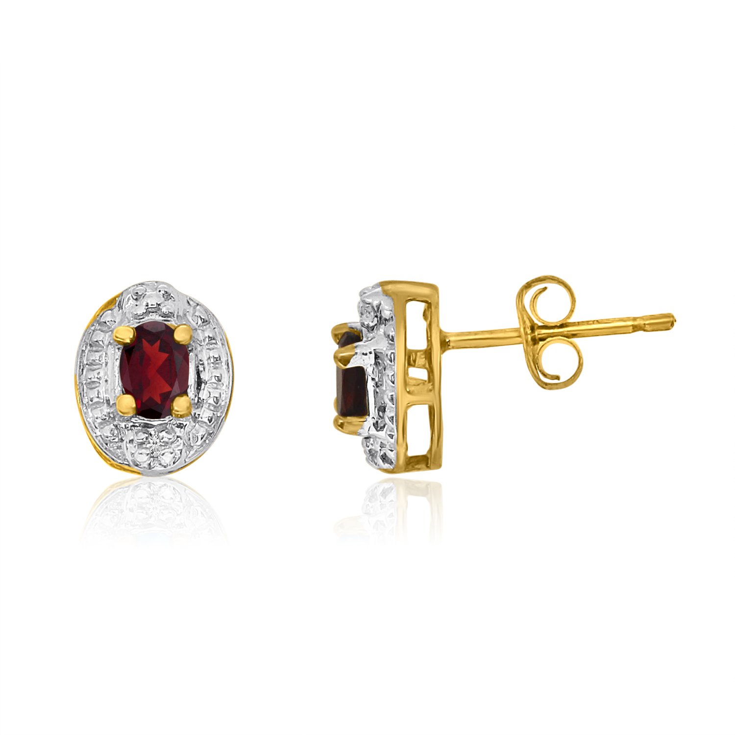 14K Yellow Gold Garnet Earrings with Diamond Accents | Elegant Dangle Earrings for Women | Perfect for Weddings, Parties & Special Occasions