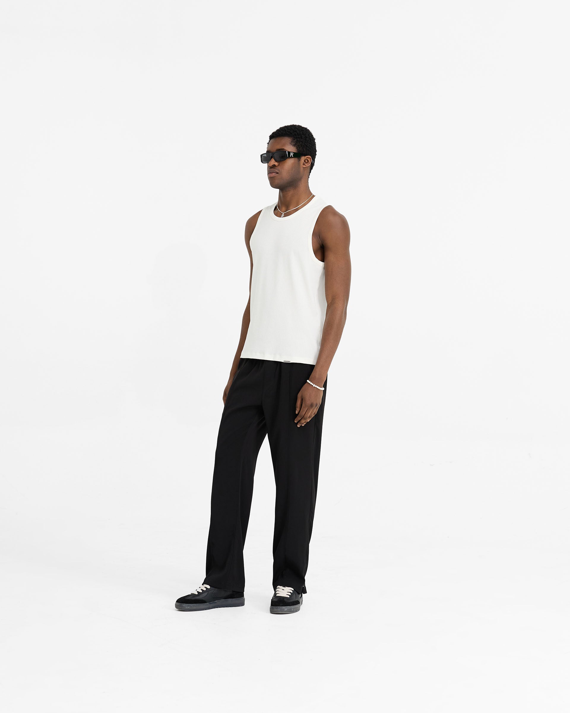 Initial Rib Vest - Flat White | Women's Casual Knit Tank Top | Perfect for Layering, Summer Outfits & Beach Wear