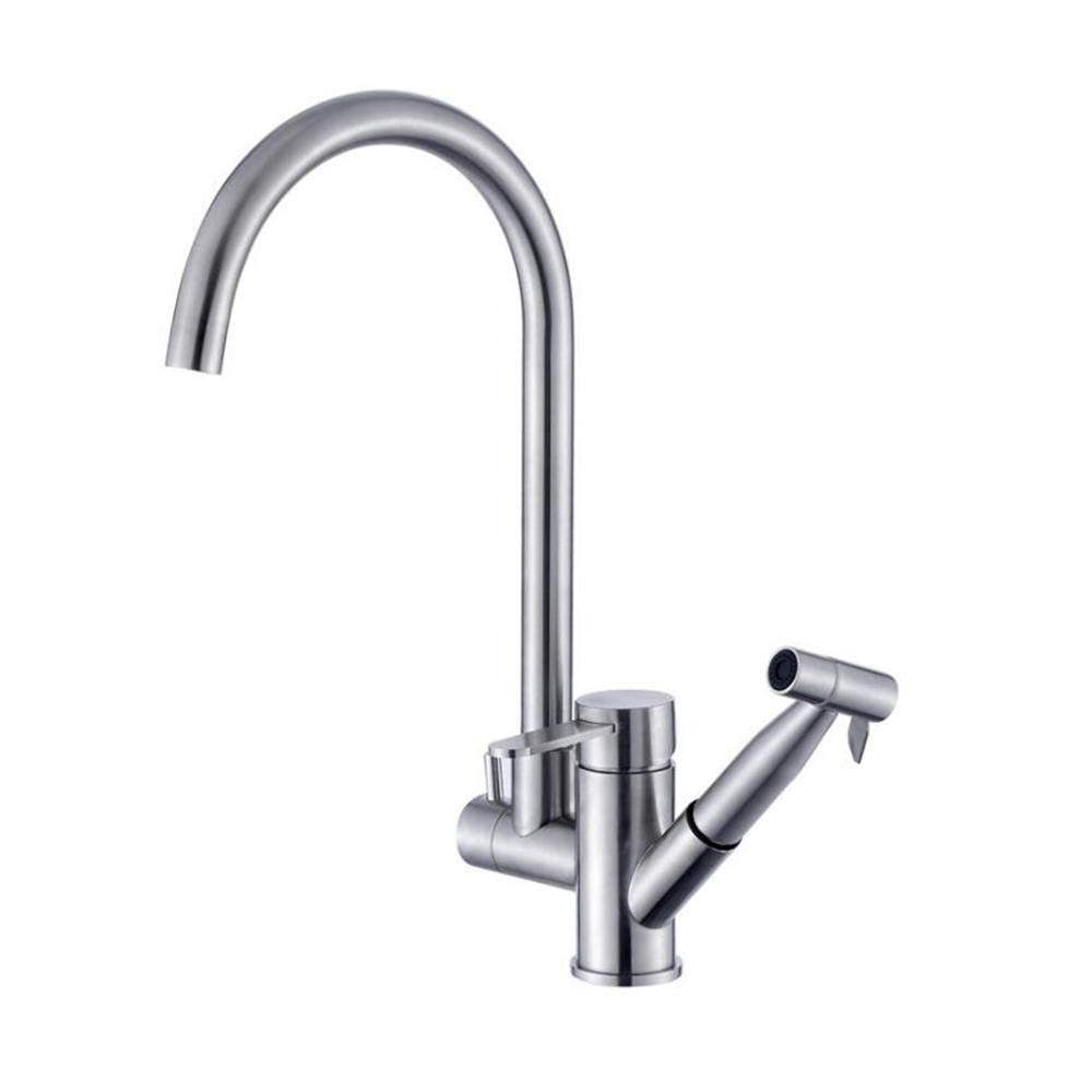 Stainless Steel Pull-Down Kitchen Faucet with Sprayer - Hot & Cold Water Mixer for Modern Sinks - Perfect for Cooking, Washing Dishes, and Food Prep