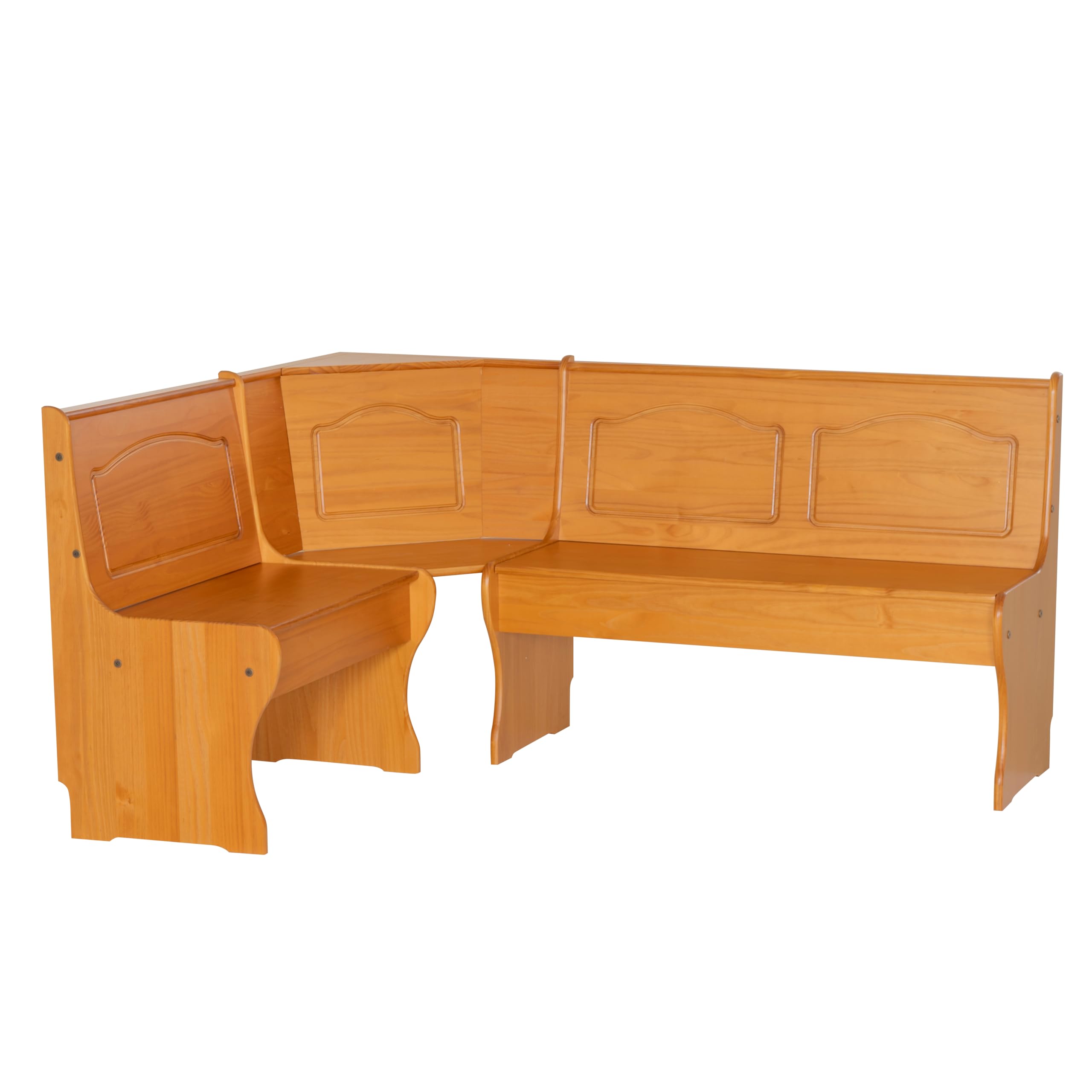 Linon Chelsea Kitchen-Nook Corner Unit in Natural Finish - Space-Saving Dining Set for Small Kitchens & Breakfast Nooks