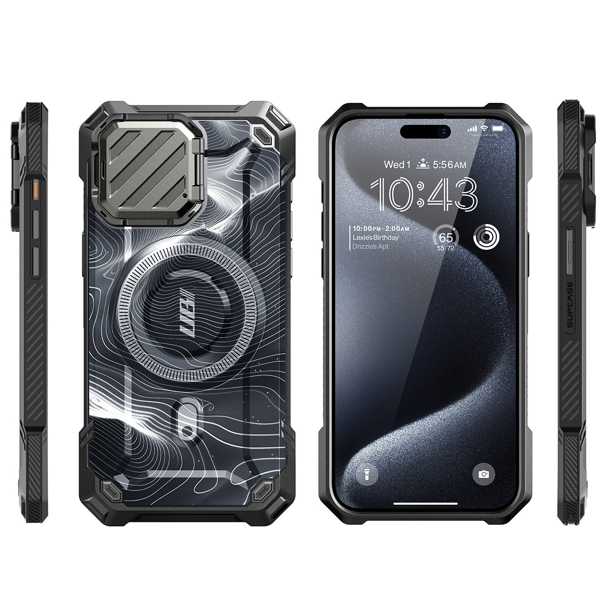iPhone 15 Pro Max 6.7 Inch Unicorn Beetle MAG XT MagSafe Protective Case - Black Ripple Design | Shockproof & Wireless Charging Compatible | Perfect for Outdoor Adventures & Daily Use
