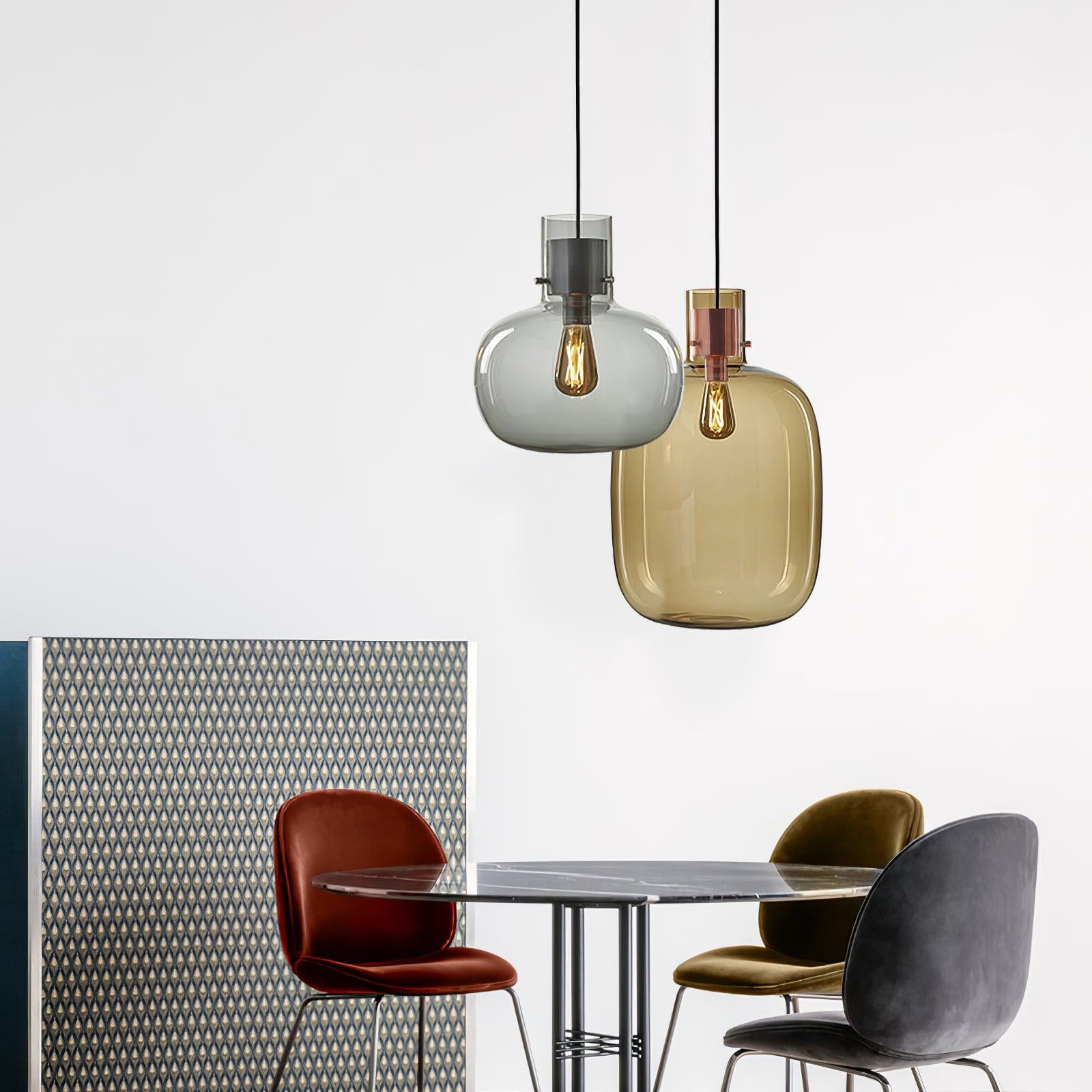 Cambre Glass Pendant Light - Modern Hanging Fixture for Kitchen Island, Dining Room & Bedroom Lighting - Dimmable LED Chandelier with Clear Glass Shade