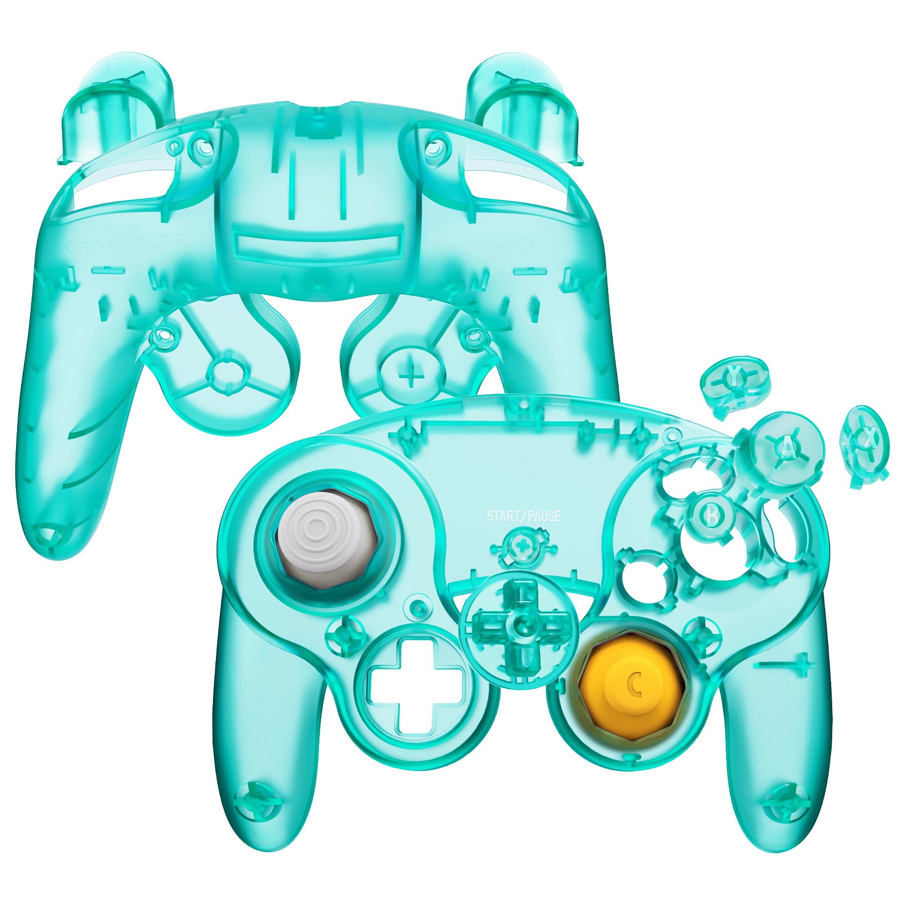 eXtremeRate Replacement Faceplate Backplate with Buttons for Nintendo GameCube Controller (NGC) - Emerald Green | Custom Gaming Controller Parts for Enhanced Gameplay Experience