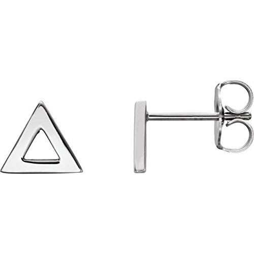 14K White Gold Triangle Earrings for Women - Minimalist Geometric Stud Earrings - Perfect for Everyday Wear, Parties & Special Occasions
