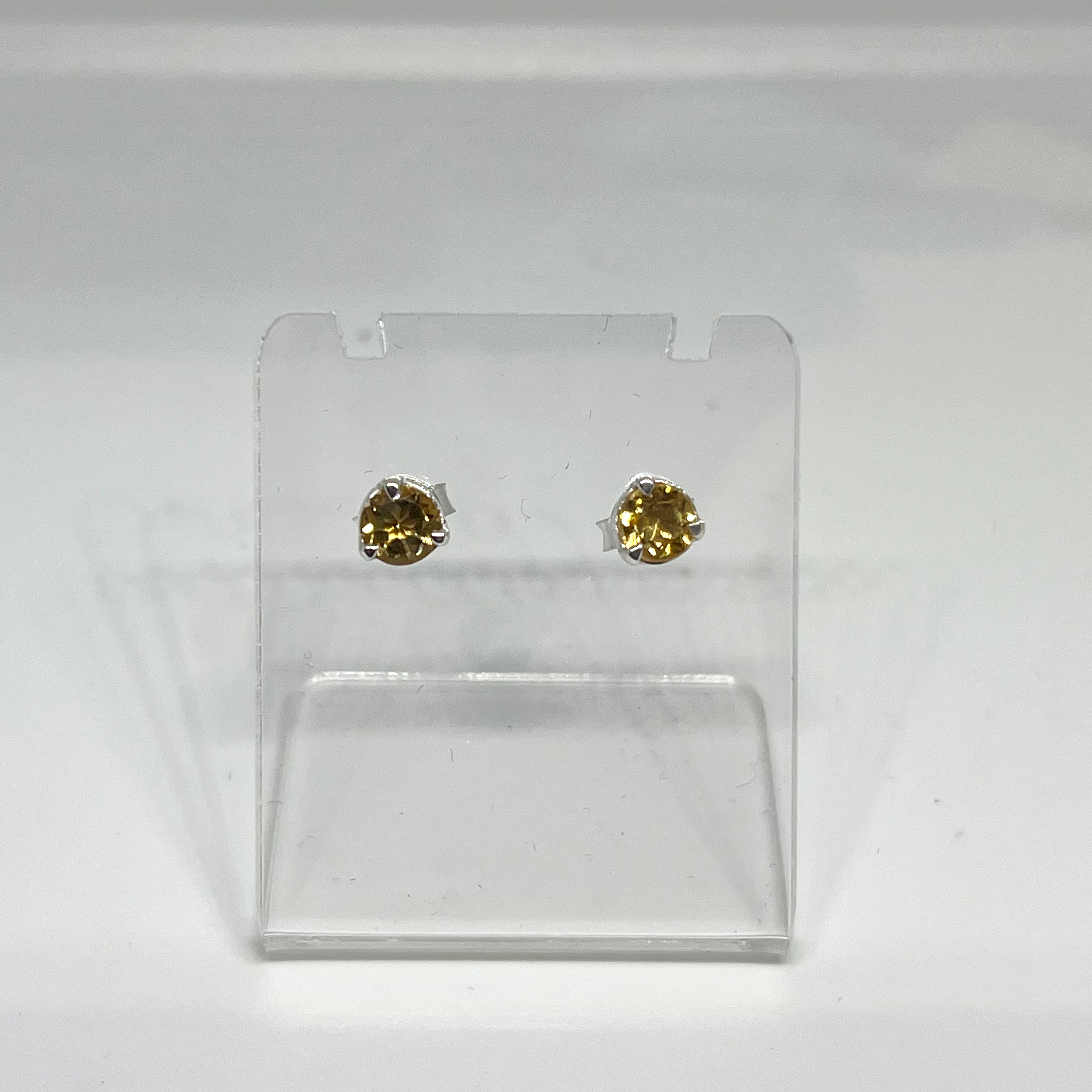 5mm Round Faceted Gemstone Stud Earrings - 3 Prong Set (PSE005) | Elegant & Durable for Daily Wear, Parties & Gifts