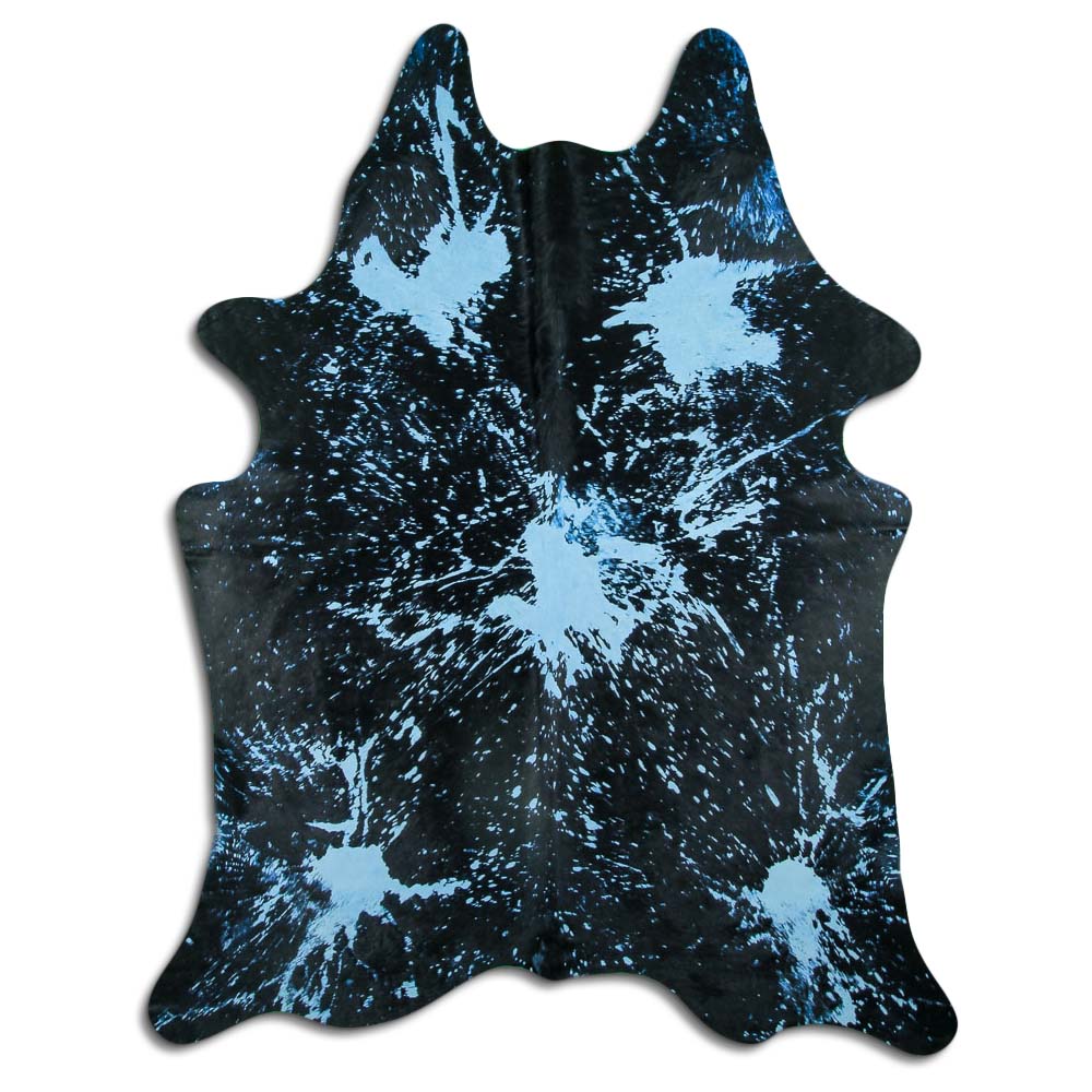 Distressed Aqua Blue Hair On Cowhide Rug - Soft & Durable for Living Room, Bedroom, or Office Decor