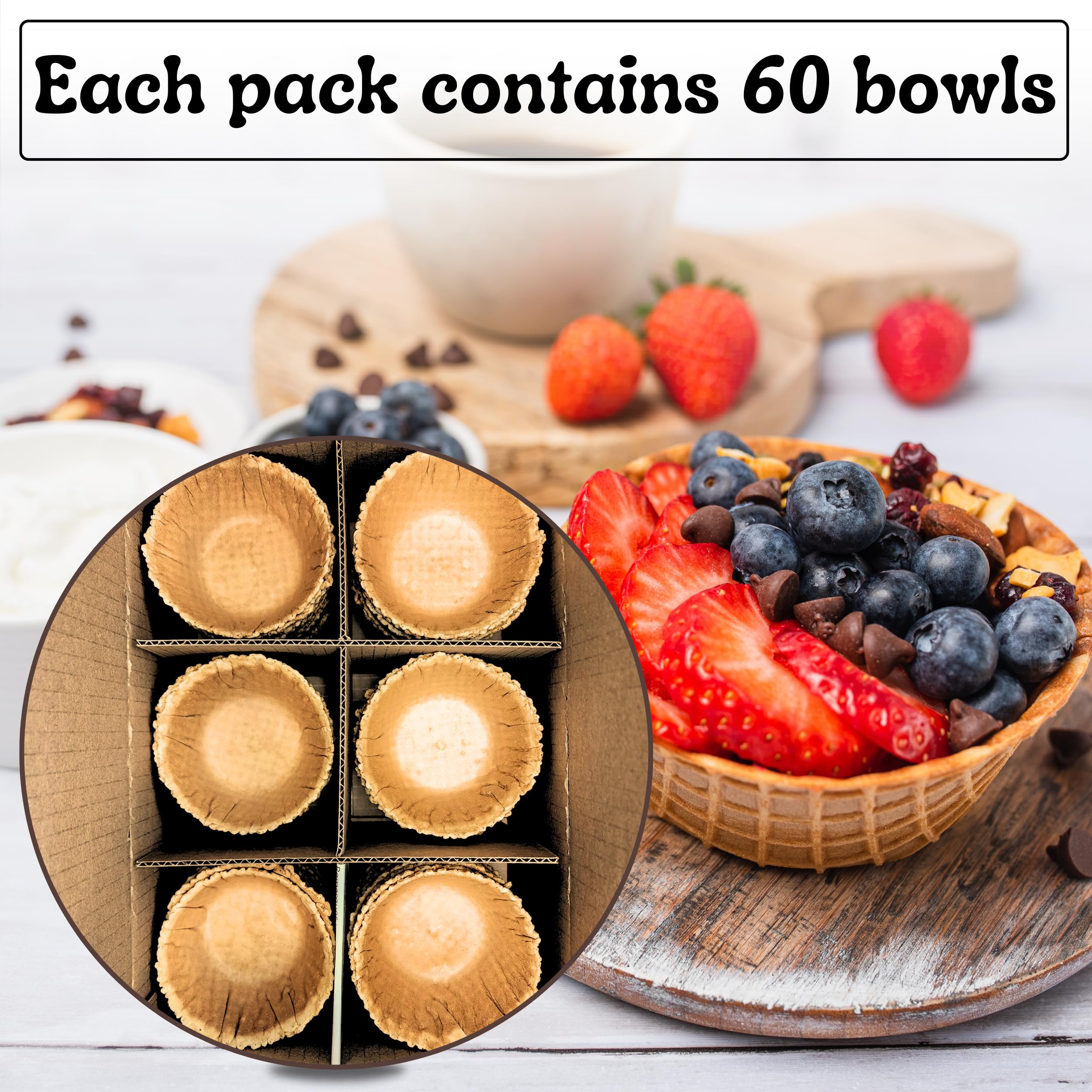 Bonbon Rio 80 Waffle Bowls (10x8 Pack) – Classic Sweet, Crispy & Crunchy Dessert Cones for Ice Cream, Yogurt & Fruit – Perfect for Parties, Family Gatherings & DIY Treats