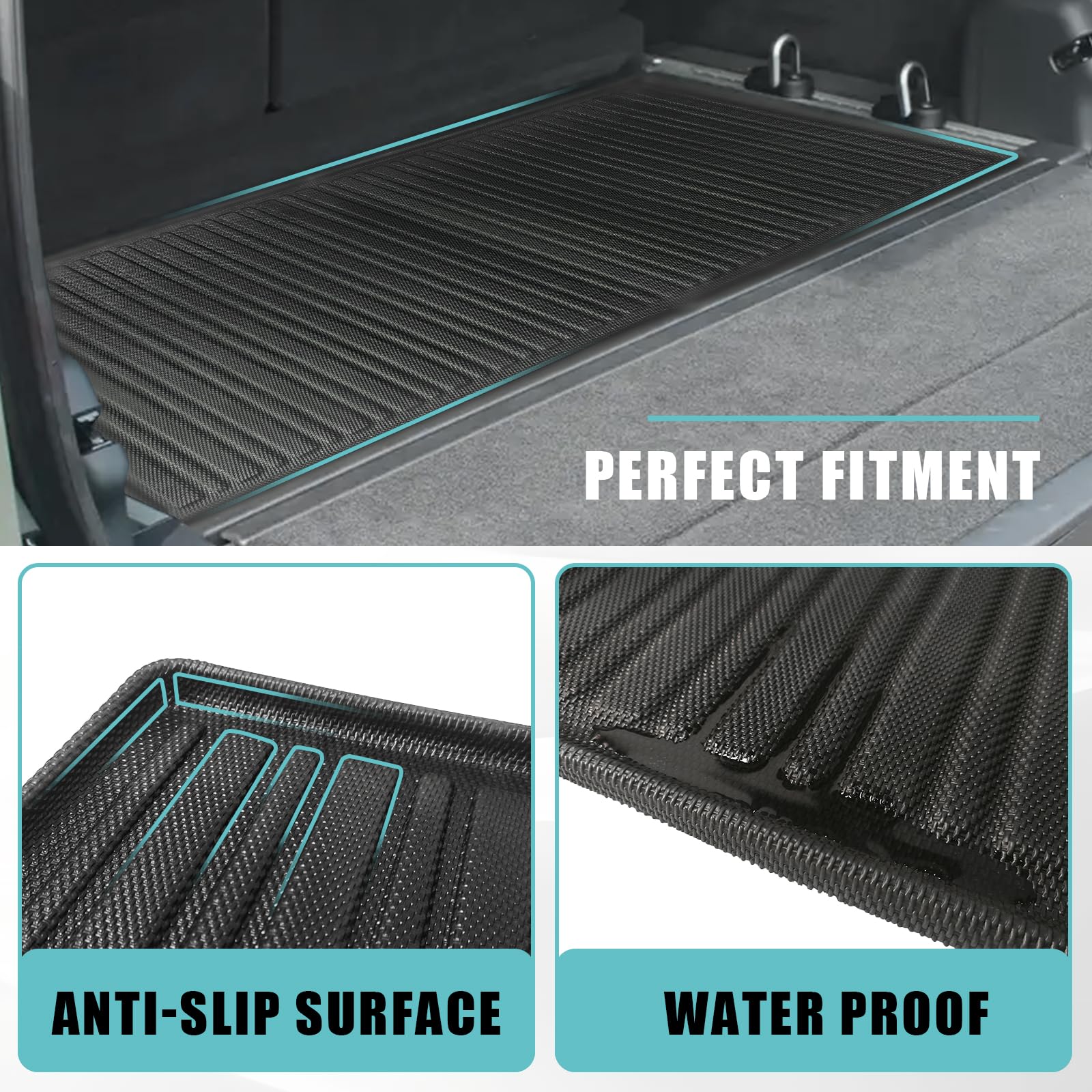 BestEvMod All-Weather Cargo Liners Set for Rivian R1S (2022-2024) - Frunk Mat, Floor Liners & Trunk Mat | Anti-Slip 3D TPE Design | Waterproof & Durable | Perfect for Road Trips, Camping & Outdoor Adventures