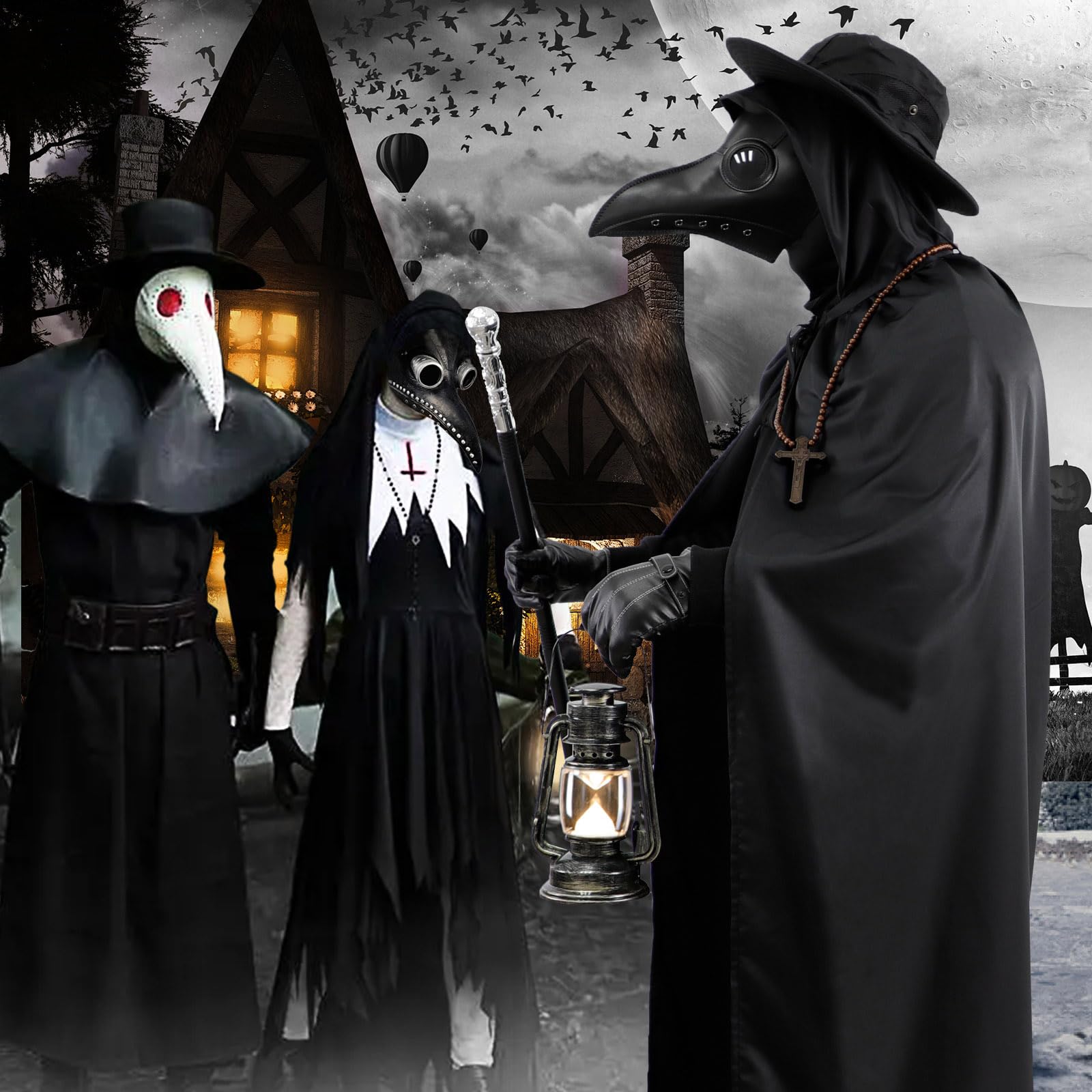 Scary Halloween Costumes for Men - Plague Doctor Outfit with Mask for Cosplay, Horror Parties & Halloween Events | Perfect Halloween Gift for Adults & Costume Enthusiasts