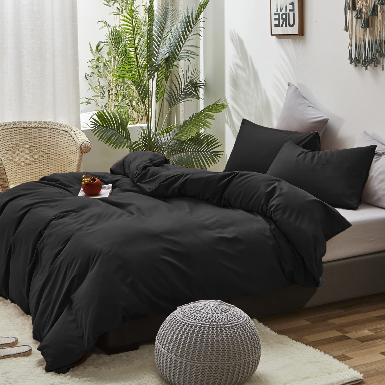 Luxlovery Black King Size Comforter Set - Ultra Soft, Breathable & Lightweight Quilted Blanket for Men & Women | Durable Bedding Set for All Seasons | Perfect for Home, Bedroom, Hotel & Guest Room