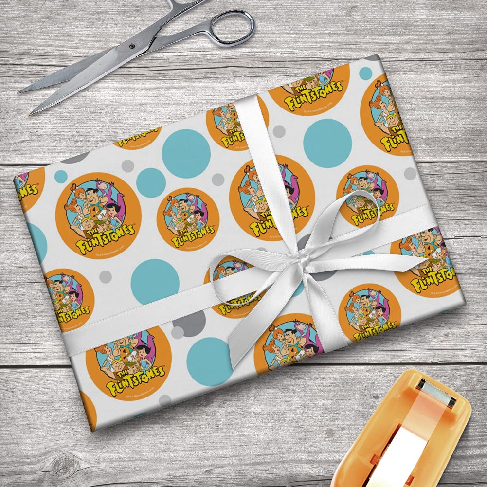 The Flintstones Cartoon Gift Wrap Paper Roll - Fun & Colorful Wrapping Paper for Birthdays, Parties & Holidays - 24 Inches x 10 Feet