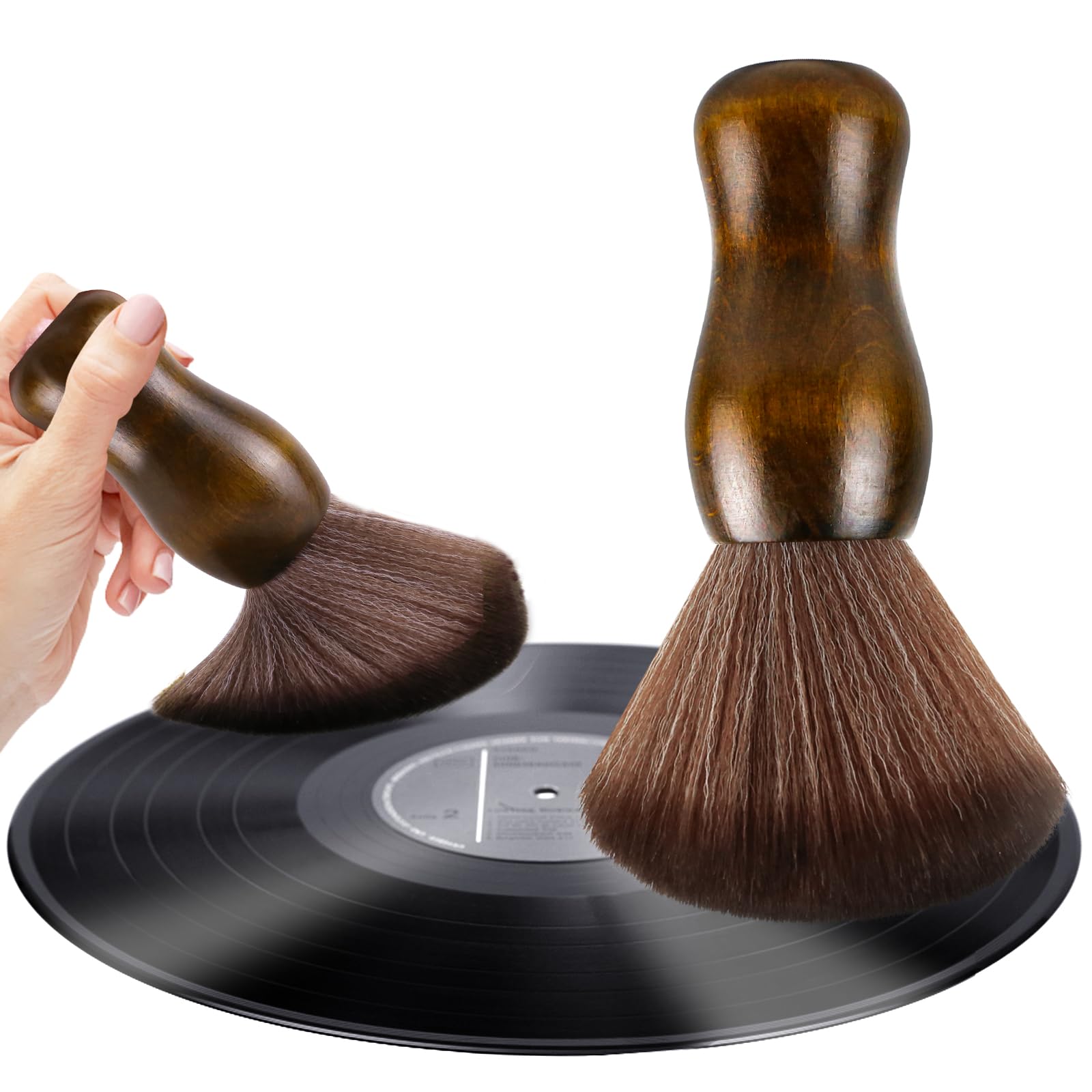Vinyl Record Cleaning Brush - Anti Static Dust Cleaner for Vinyl Records - Wooden Brush for Record Players - Perfect for Vinyl Record Maintenance & Cleaning