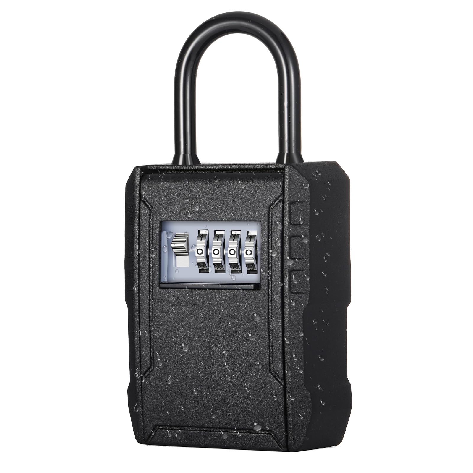 4 Digit Combination Key Lock Box for Outdoor Use - Wall Mount or Door Knob Hanging Key Safe with 7 Key Capacity - Secure Key Storage for Home, Office, Real Estate (Black) | Perfect for Vacation Rentals, Airbnb Hosts, and Property Management