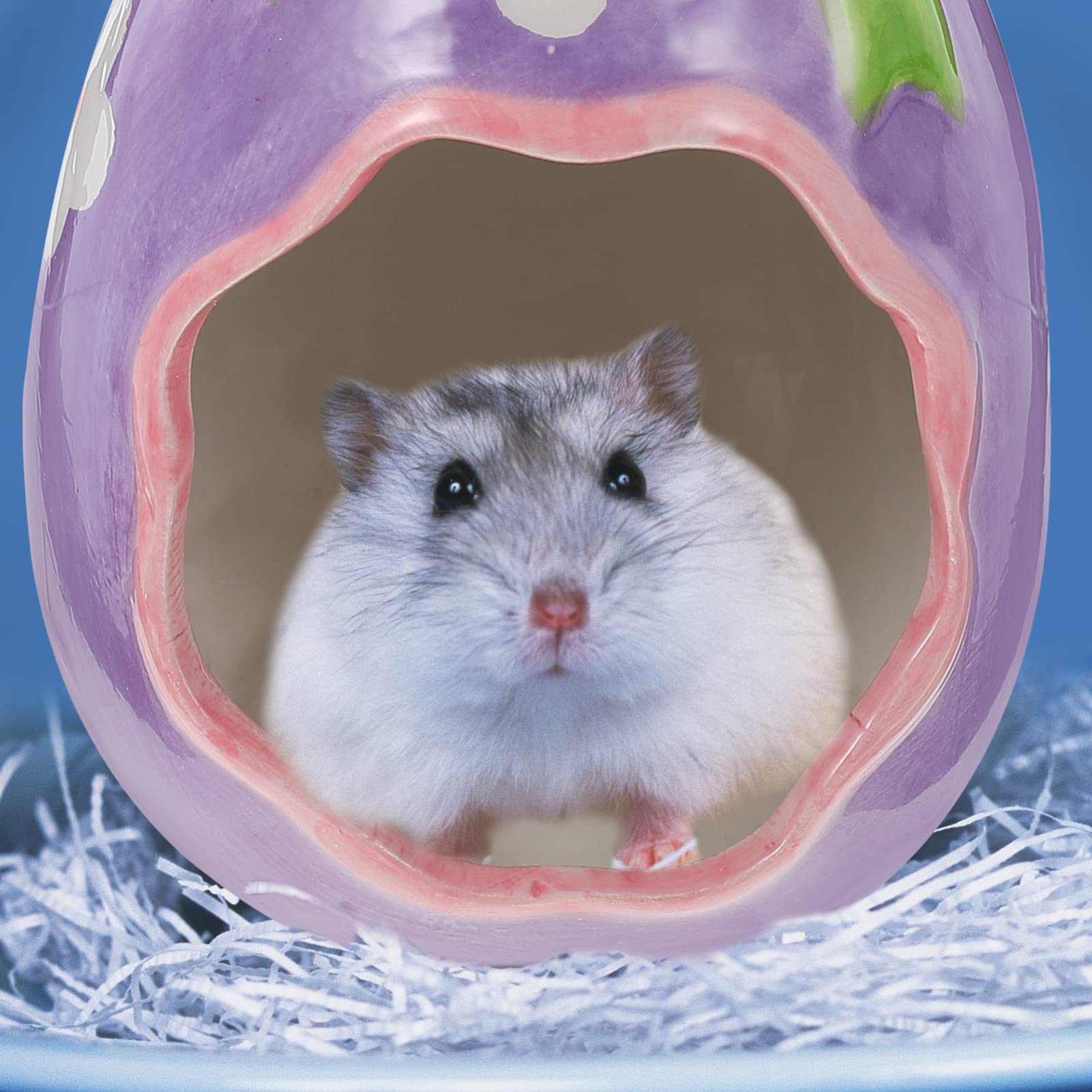 POPETPOP Ceramic Hamster Cooling House - Small Animal Hideout for Hamsters, Guinea Pigs & Rats - Breathable Summer Nest with Natural Cooling - Perfect for Cage Decor & Small Pet Habitat Accessories (Ideal for Hot Weather & Stress Relief)