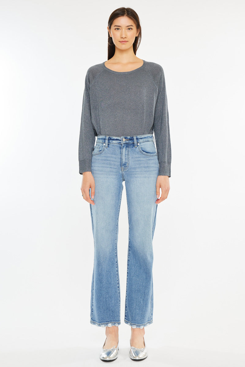 Melissa High Rise Slim Wide Leg Jeans for Women - Stretchy Comfort Denim Pants, Flattering Bootcut Fit - Perfect for Casual Wear, Office & Night Out