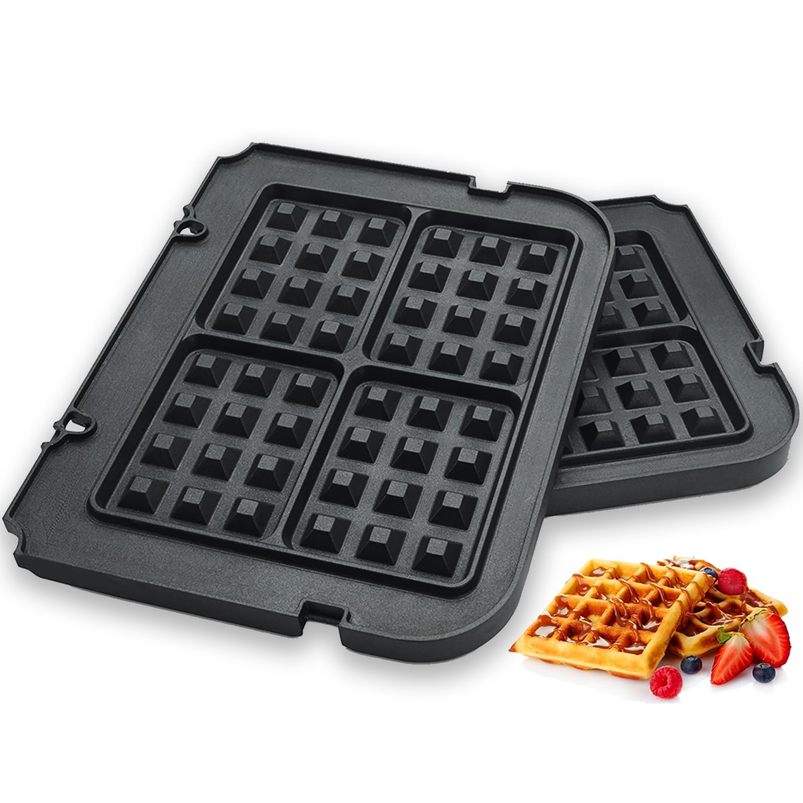 Nonstick Waffle Plates for Cuisinart Griddler GR-4N GR-5B GR-6 GRID-8N Series - 4-Slice Replacement Baking Plates by FOCOllK - Perfect for Breakfast, Brunch & Family Gatherings