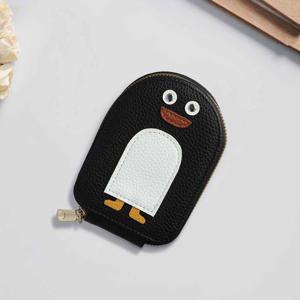 WROPZO Cute Penguin PU Leather Credit Card Holder - Slim RFID Blocking Wallet for Women with Multiple Card Slots - Perfect for Travel, Shopping & Everyday Use (Black)