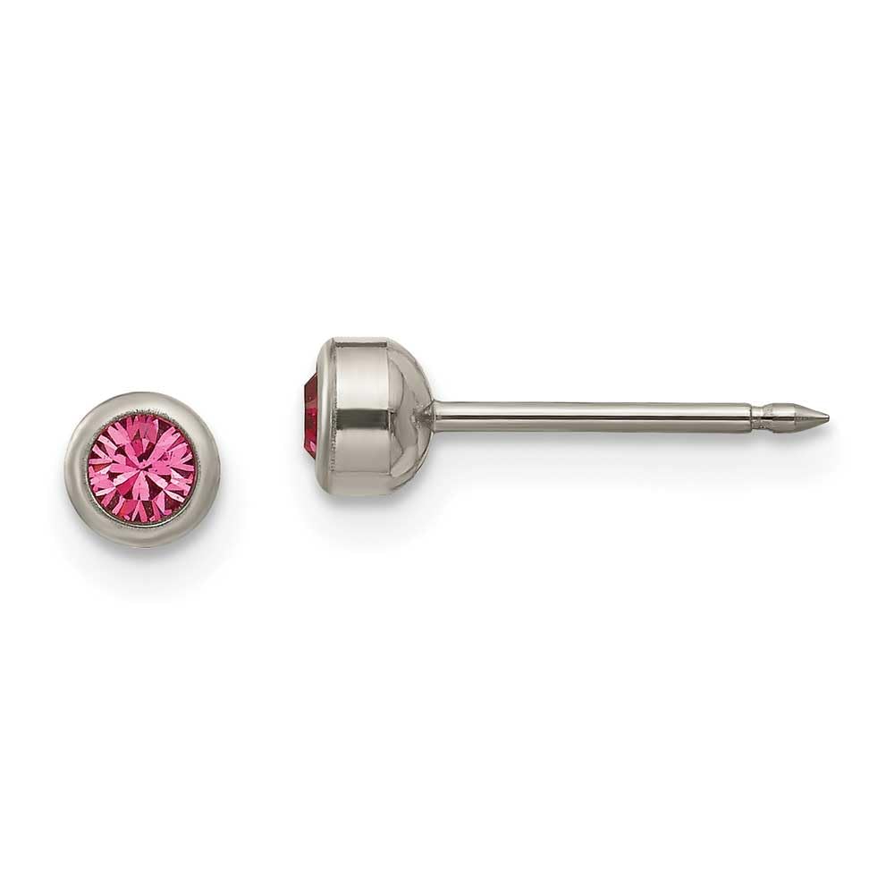 Inverness Titanium 4mm Rose Gold Crystal Bezel Stud Earrings for Women - Elegant Gift for Birthday, Anniversary & Special Occasions