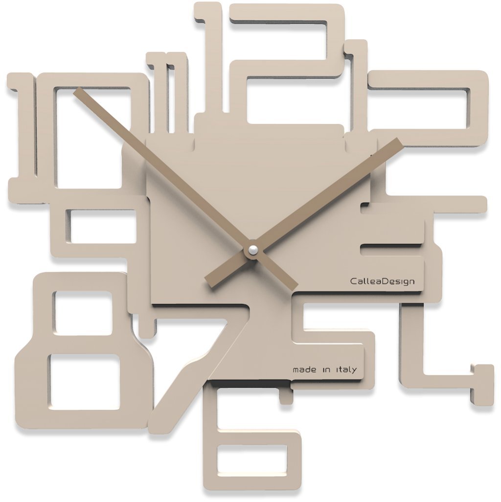 CalleaDesign 12.6 Inch Modern Scandinavian Wall Clock - Kron Sand Style Silent Non-Ticking Battery Operated Round Clock for Living Room, Bedroom, Office Decor