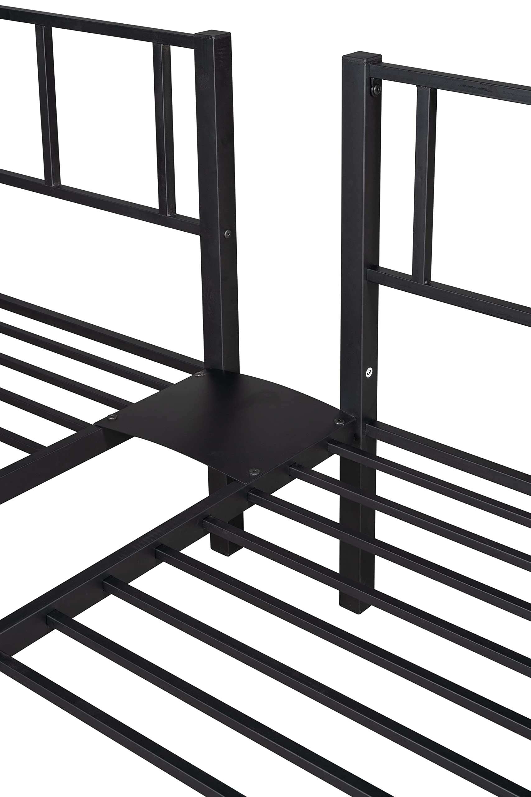 Twin Over Twin & Twin Metal Triple Bunk Bed Frame with Guardrails - Space Saving Bunk Bed for Kids, Teens & Adults - Converts to 3 Separate Beds (Black) - Perfect for Small Bedrooms, Dorms & Guest Rooms