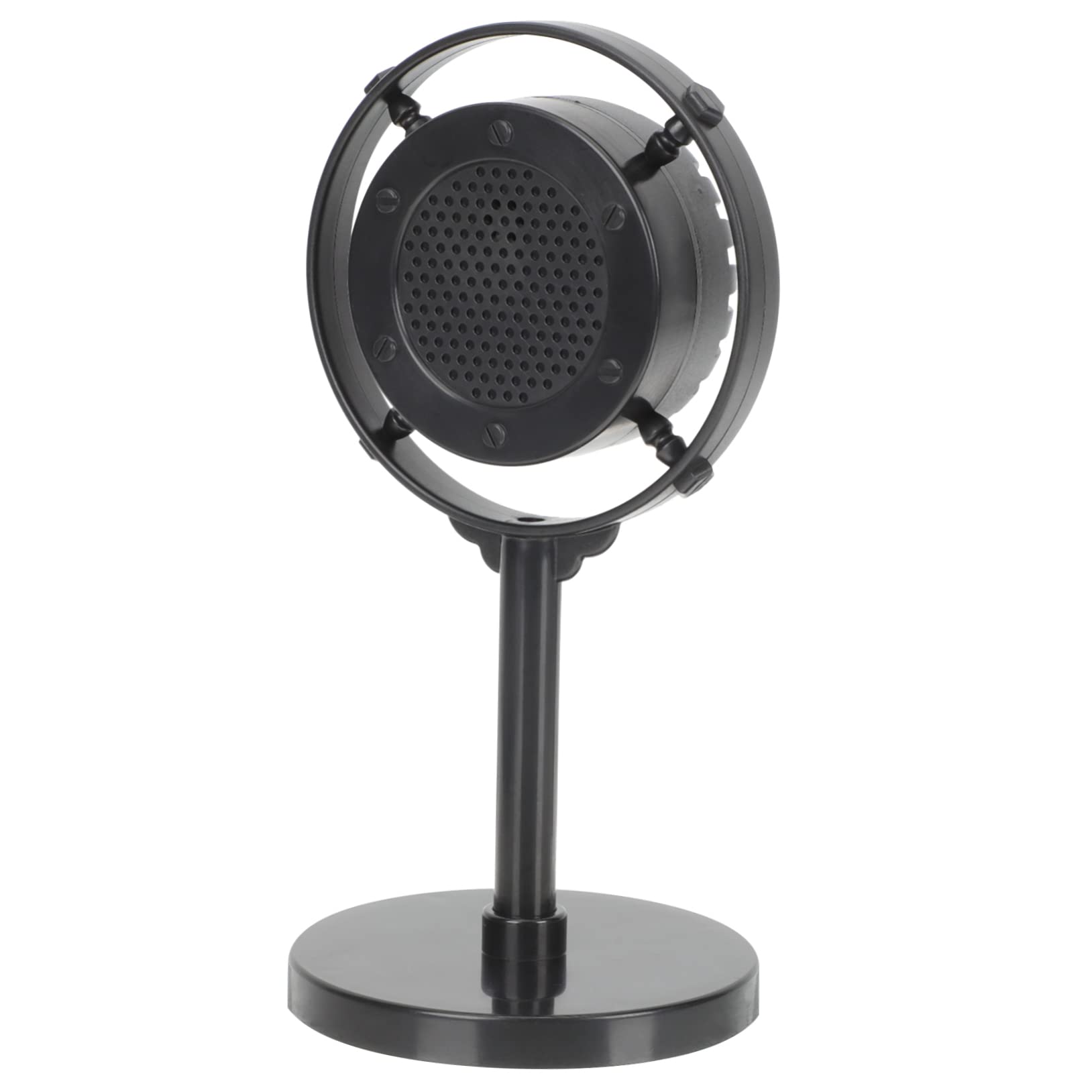 Vintage Retro Microphone Model - Black Karaoke Singing Mic with Stand, Classic Simulation Game Microphone Accessory for Home Studio, Party & Stage Performances