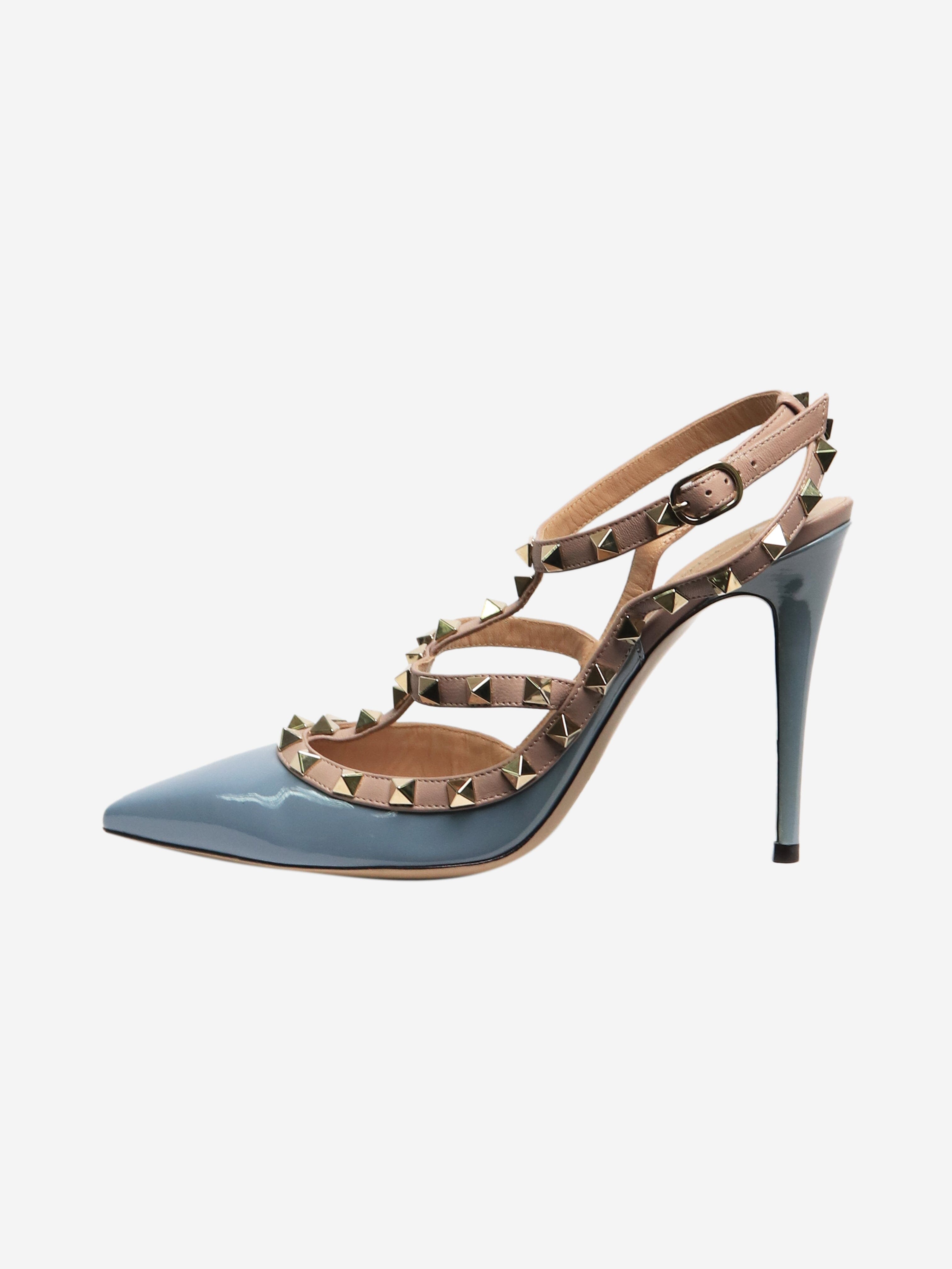 Blue and Lilac Patent Rockstud Pumps - Size EU 38.5 | Women's Luxury High Heels for Parties, Weddings & Evening Events